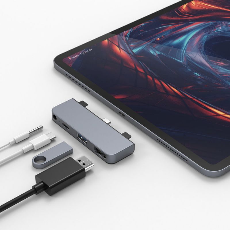 Hyper Drive 4-in-1 USB-C Hub für iPad Pro Grau