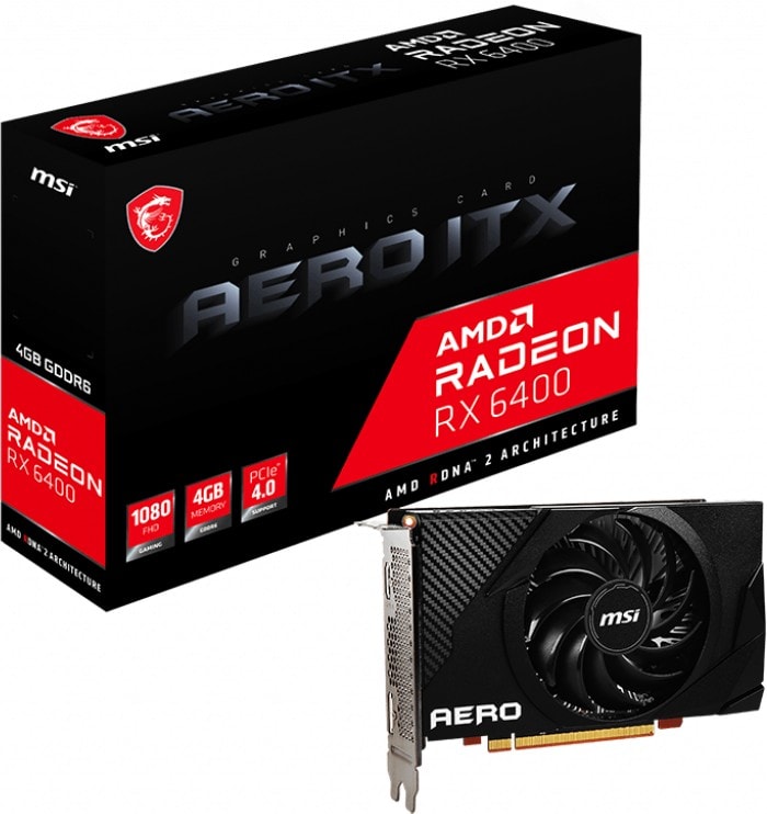 MSI AMD Radeon RX 6400 AERO ITX 4GB GDDR6 Grafikkarte DP/HDMI