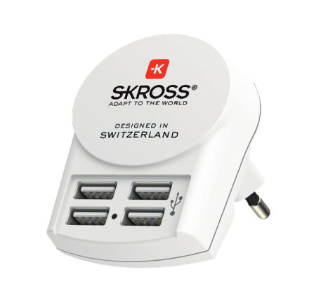 SKROSS World Adapter Pro + USB 4xA 3-polig (7A) Reiseadapter