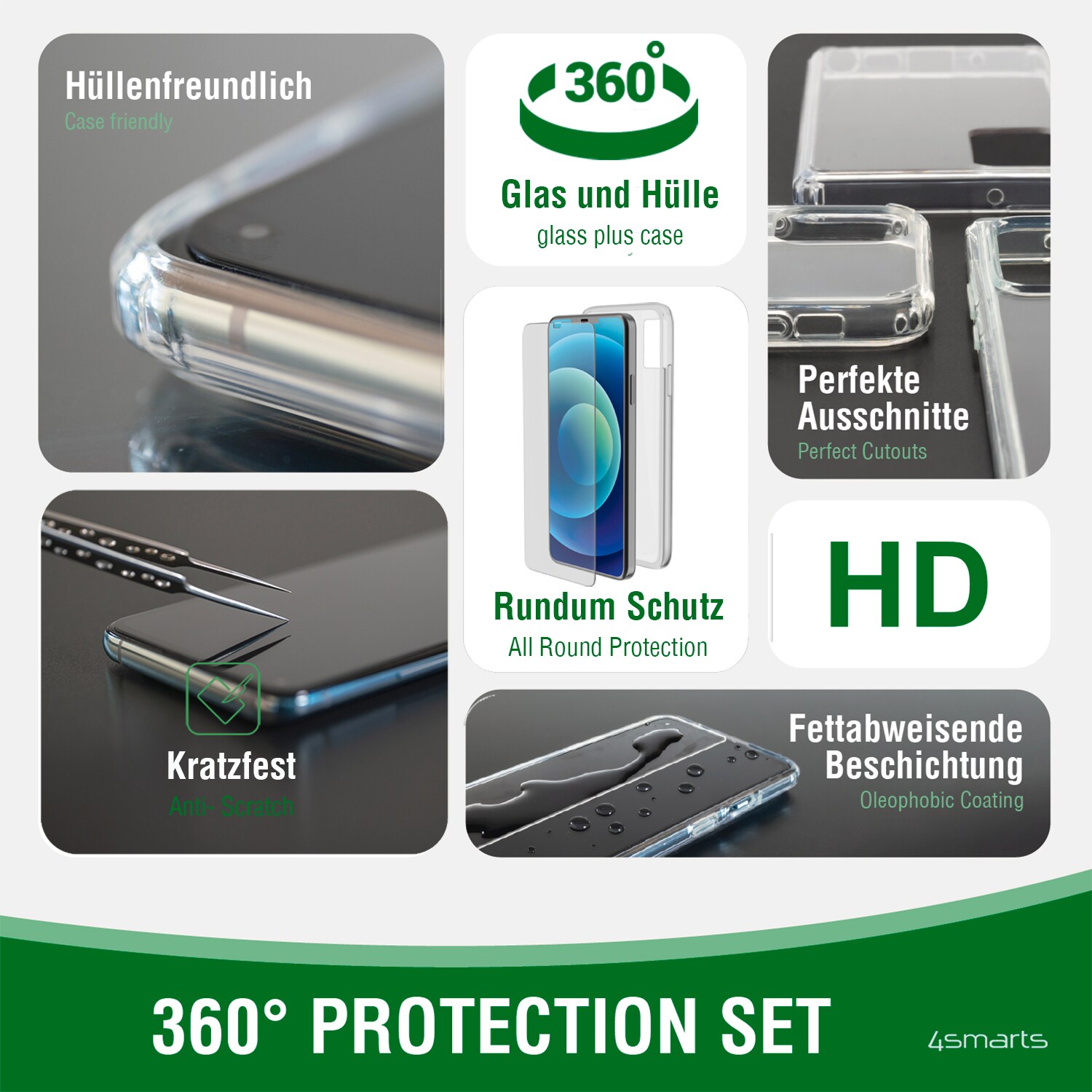 4Smarts 360° Protection Set X-Pro Clear für Samsung Galaxy A53, transparent