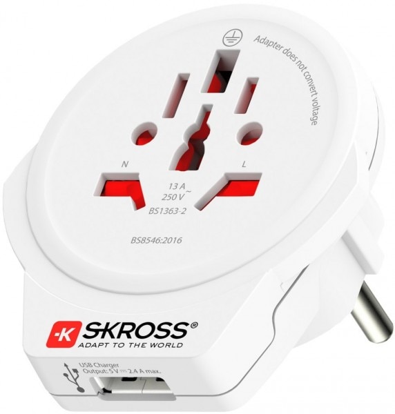 SKROSS Country Adapter World to Europe USB