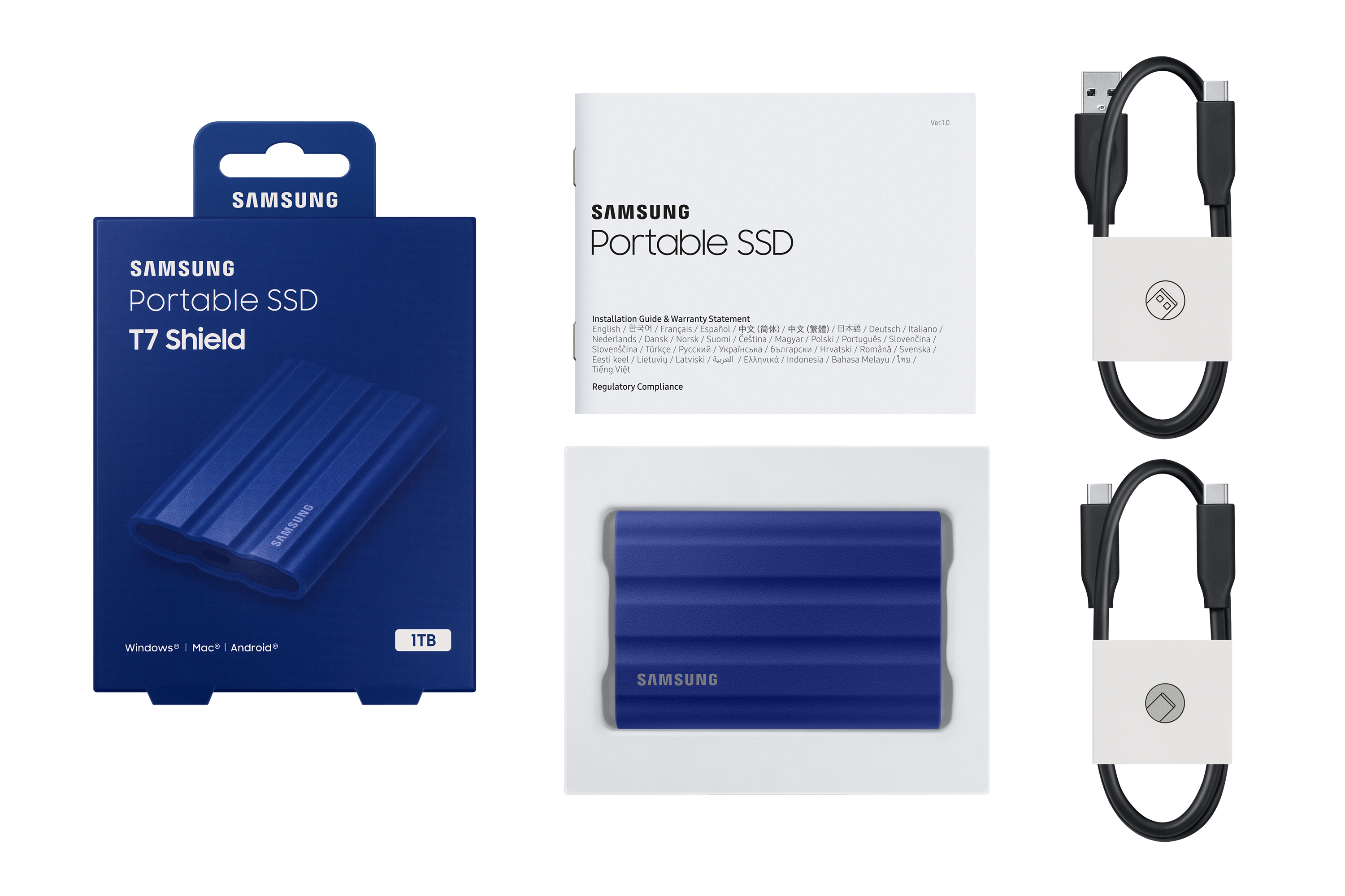 Samsung Portable SSD T7 Shield 1 TB USB 3.2 Gen2 Typ-C Blau