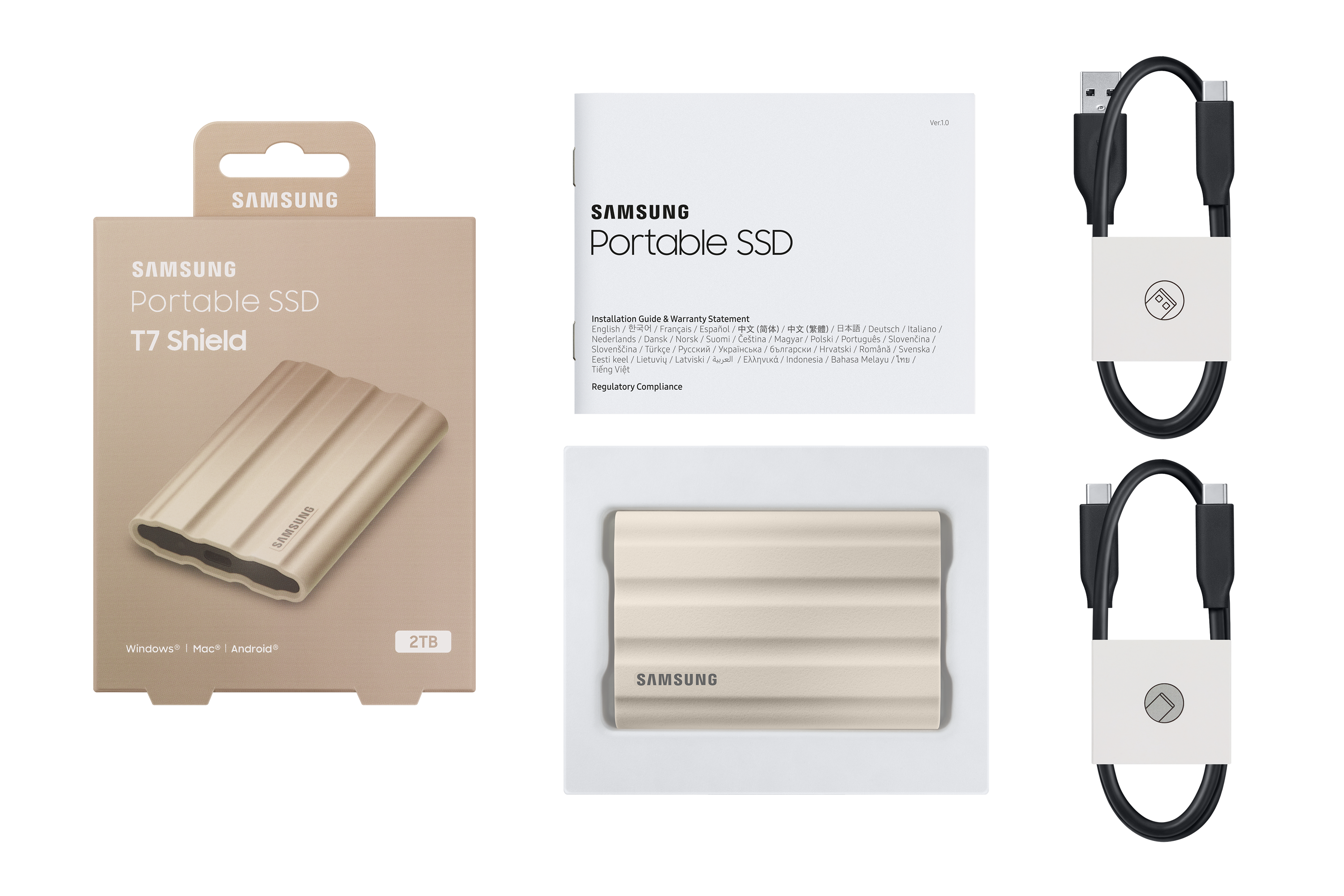 Samsung Portable SSD T7 Shield 2 TB USB 3.2 Gen2 Typ-C Beige