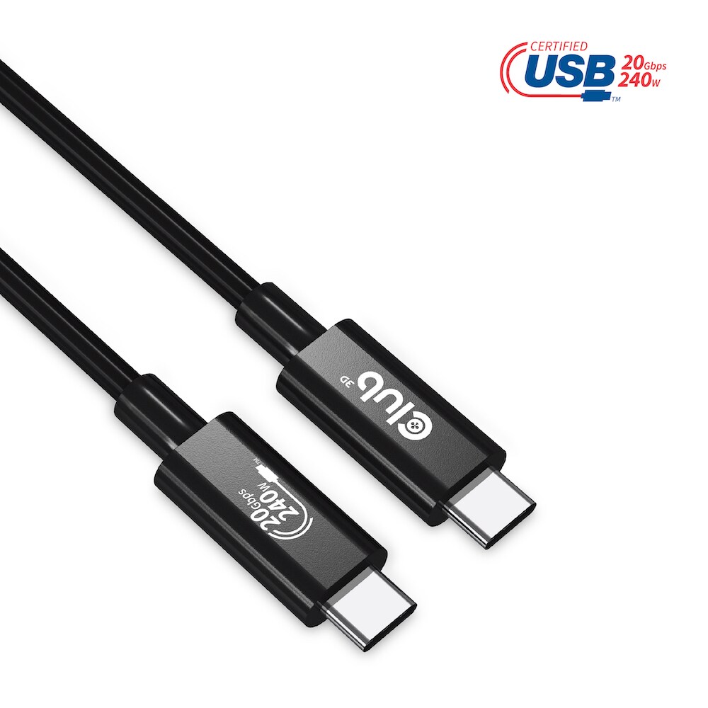 Club 3D USB4 Gen2x2 Typ-C Bi-Direktionales USB-IF Zertifiziertes Kabel 4K60Hz