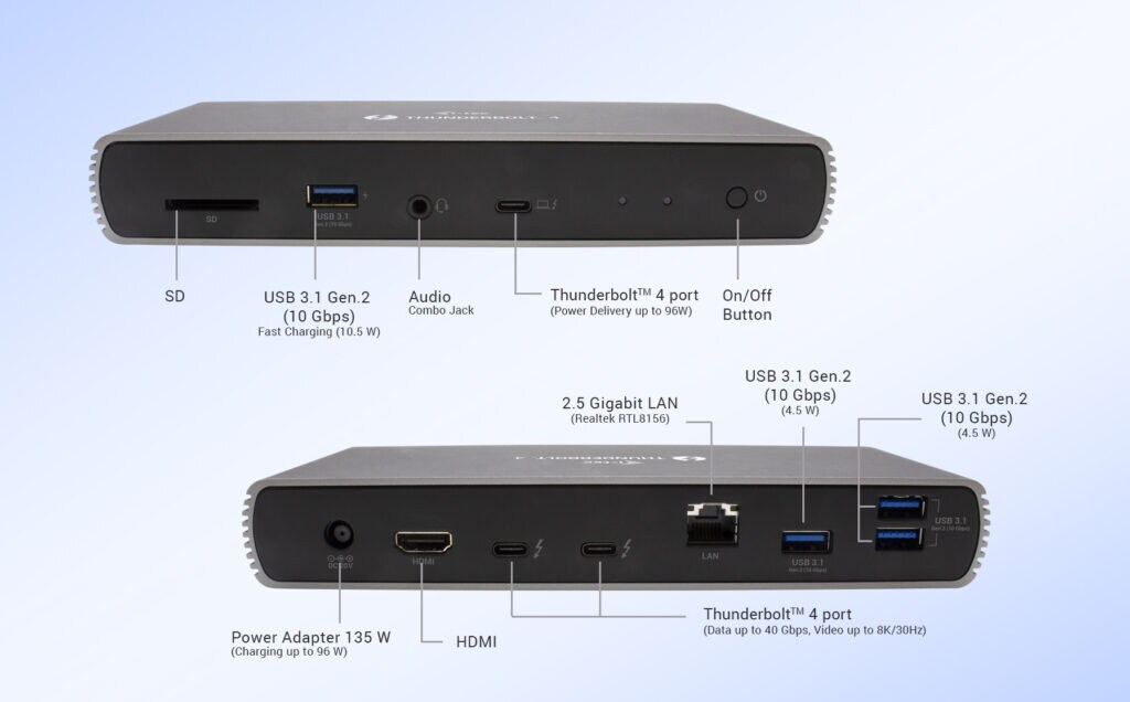 i-tec Thunderbolt 4 Dual Display Docking Station + Power Delivery 96W