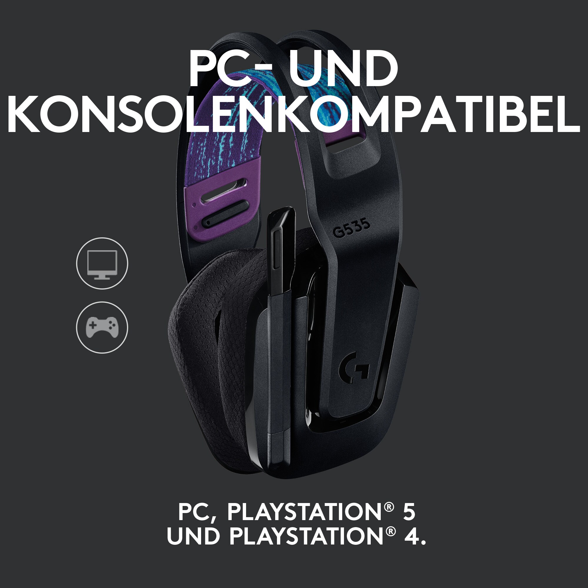 Logitech G535 Kabelloses Gaming Headset Schwarz