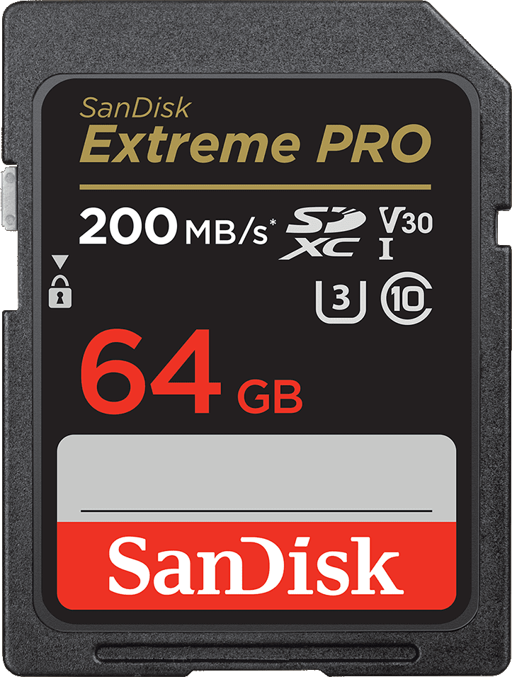 SanDisk Extreme Pro 64 GB SDXC Speicherkarte (bis 200 MB/s, Class 10, U3, V30)