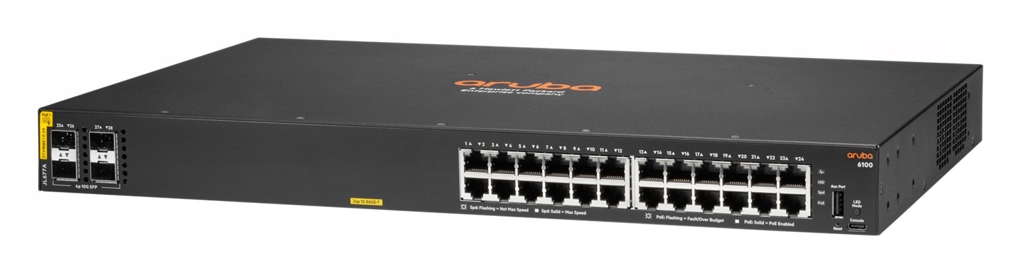 HPE Aruba 6100 24G Class4 PoE 4SFP+ Switch managed