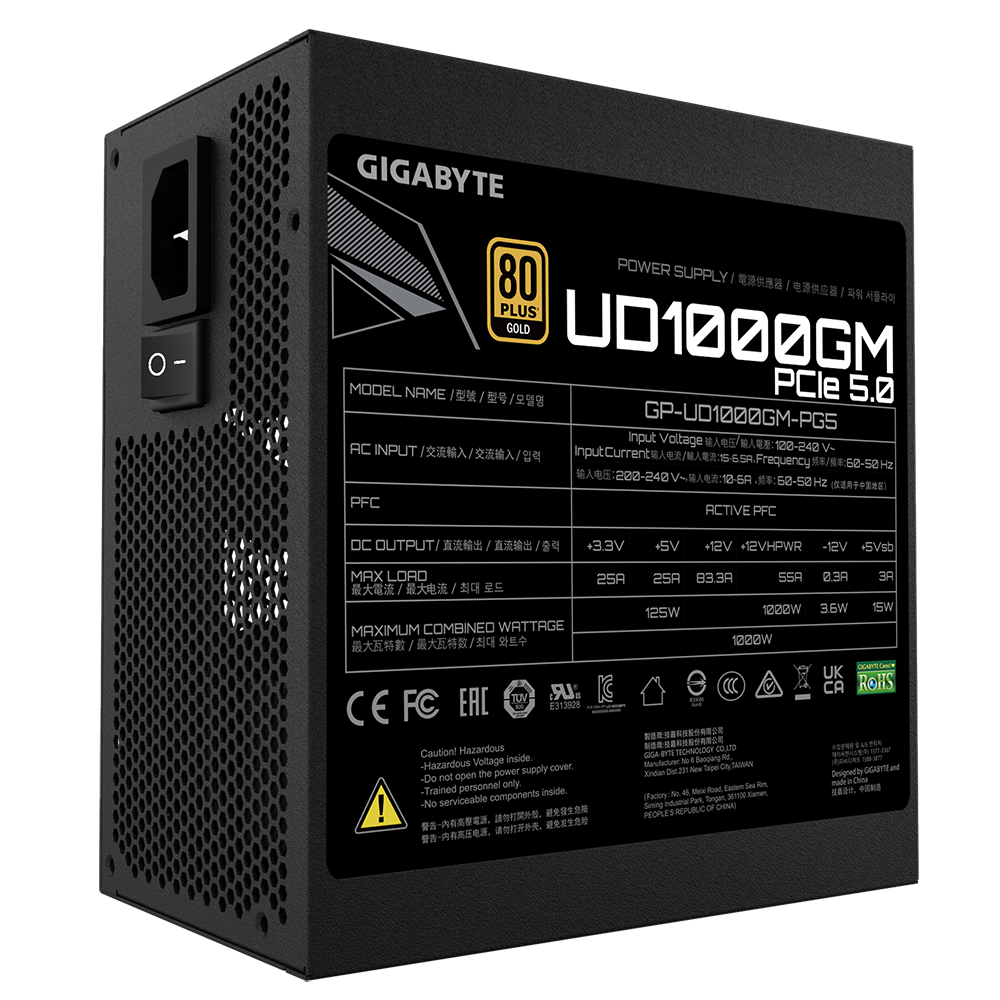 GIGABYTE UD1000GM PG5 1000W ATX Netzteil, 80+ Gold, voll modular