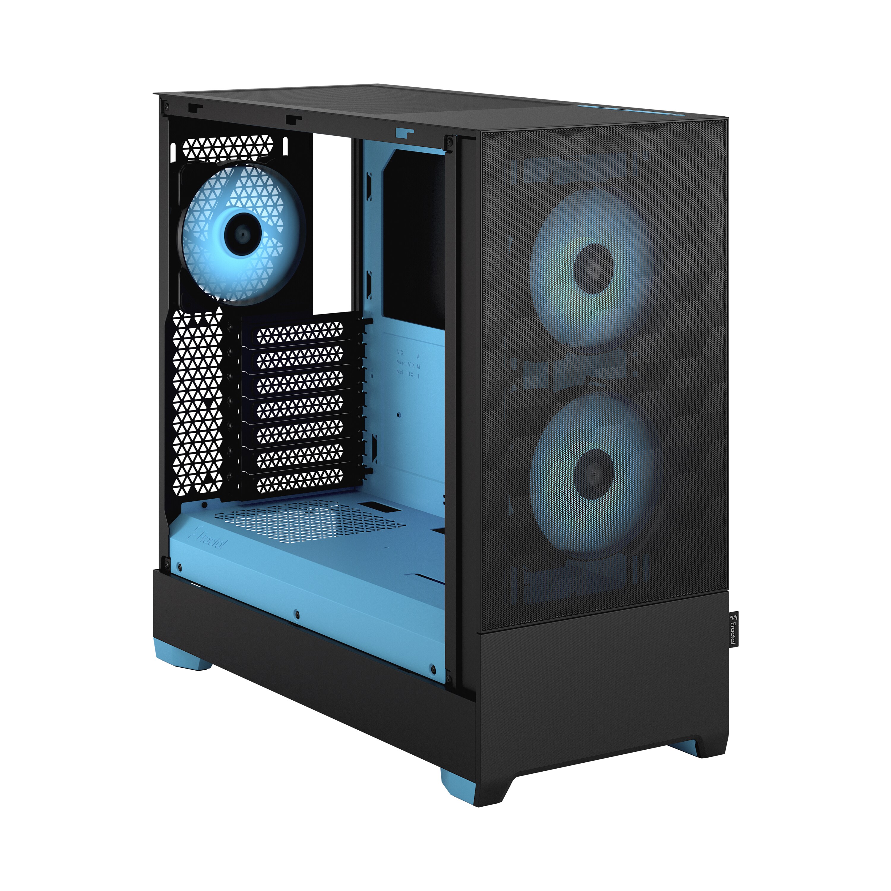 Fractal Design Pop Air RGB Cyan Core mit Seitenfenster ATX Gaming Gehäuse Blau