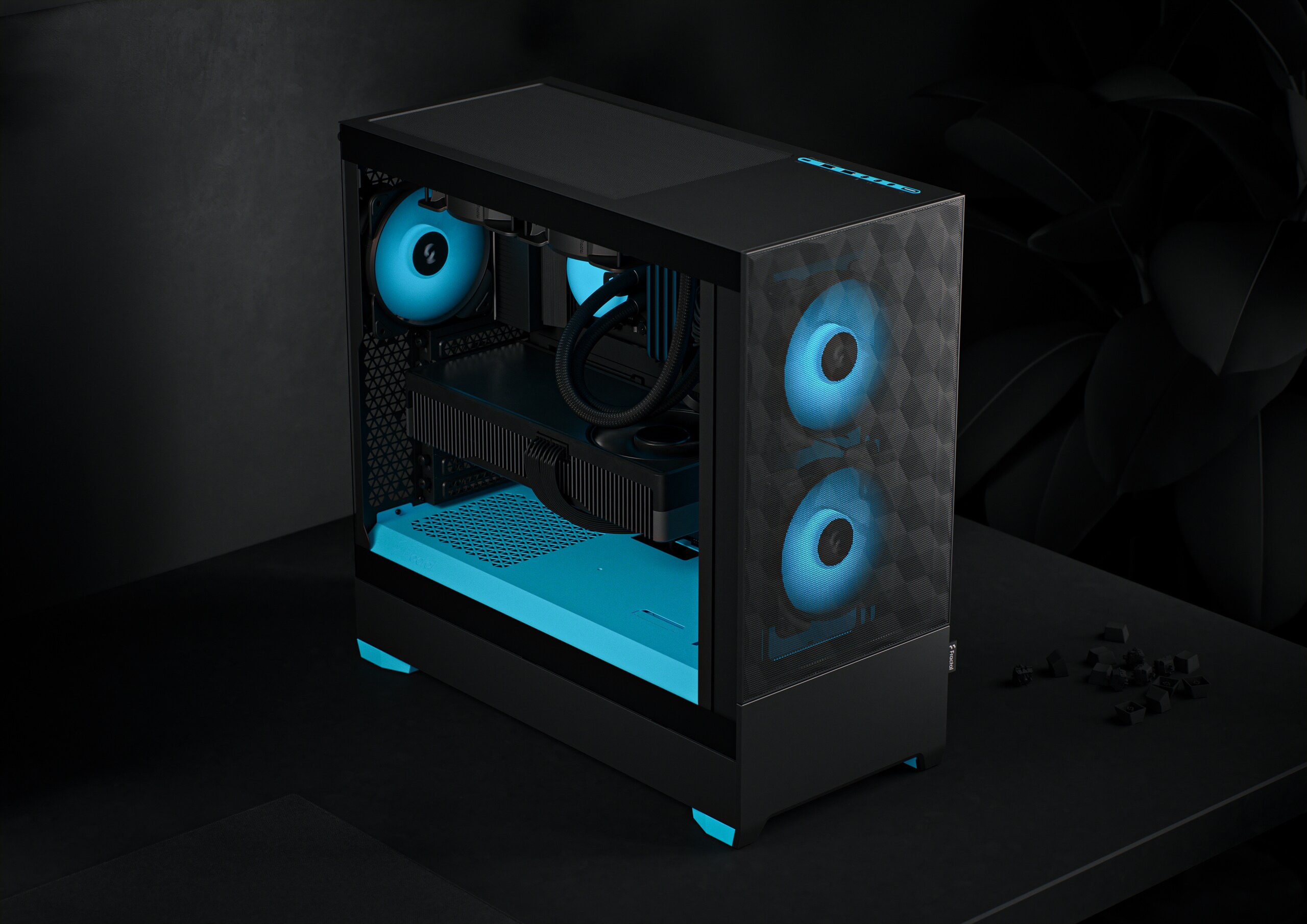 Fractal Design Pop Air RGB Cyan Core mit Seitenfenster ATX Gaming Gehäuse Blau