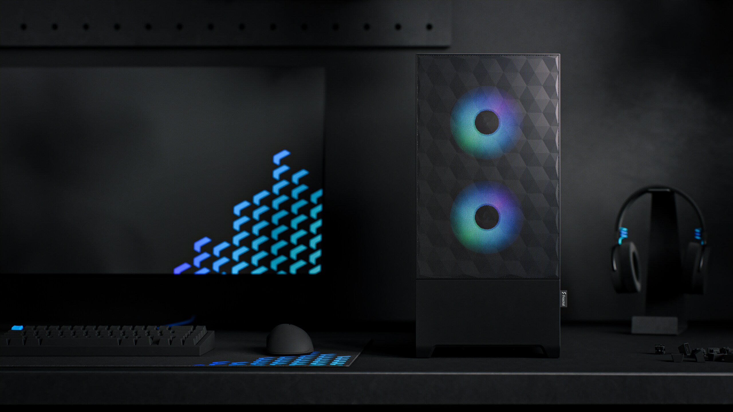 Fractal Design Pop Air RGB Cyan Core mit Seitenfenster ATX Gaming Gehäuse Blau