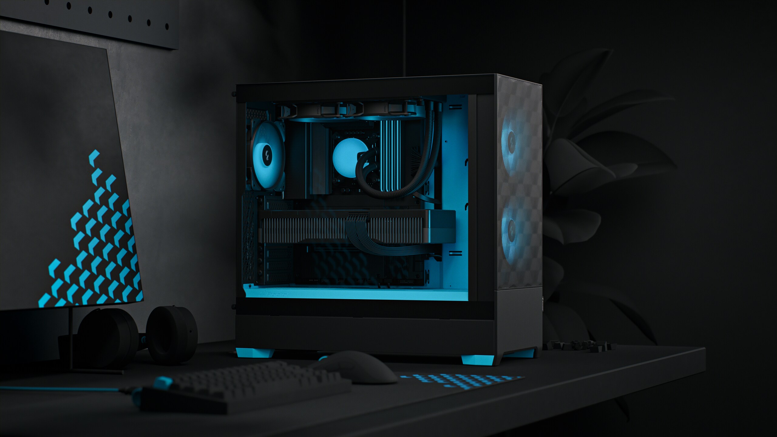 Fractal Design Pop Air RGB Cyan Core mit Seitenfenster ATX Gaming Gehäuse Blau