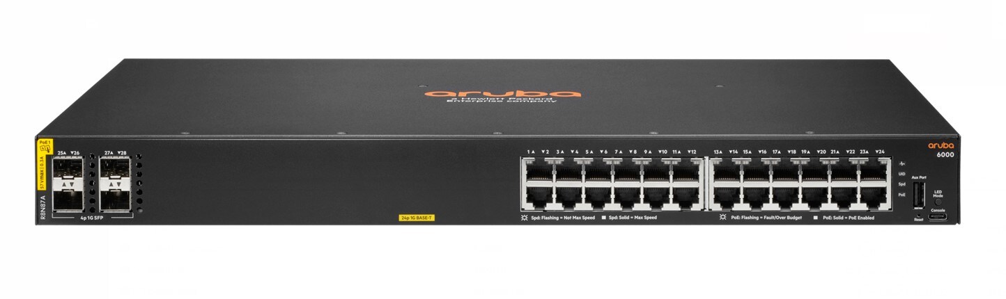 HPE Aruba 6000 24G Class4 PoE 4SFP 370W Switch managed