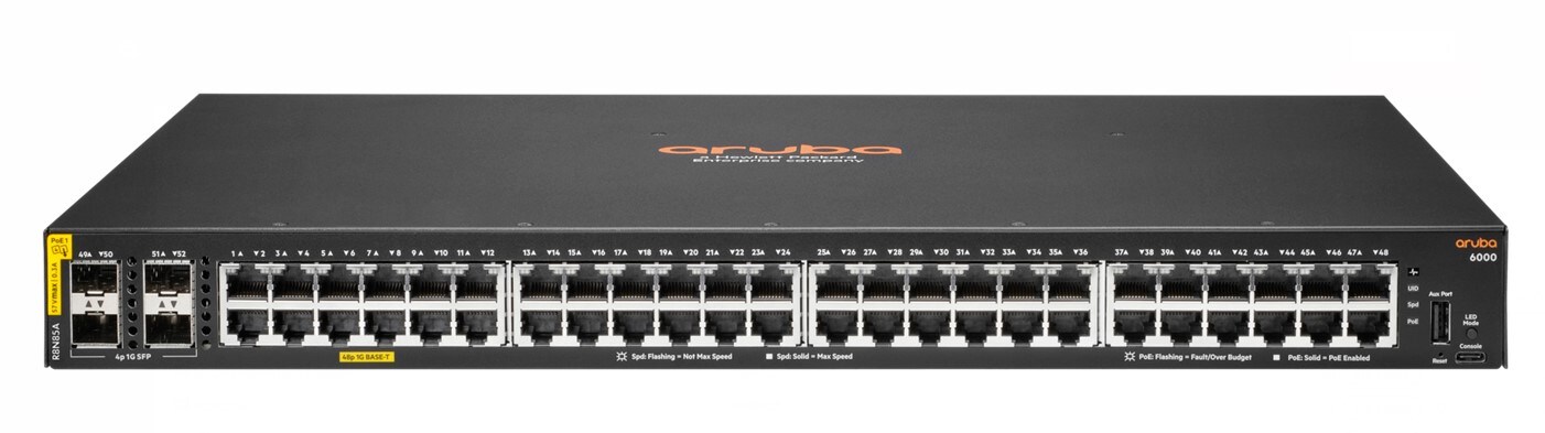 HPE Aruba 6000 48G Class4 PoE 4SFP 370W Switch managed