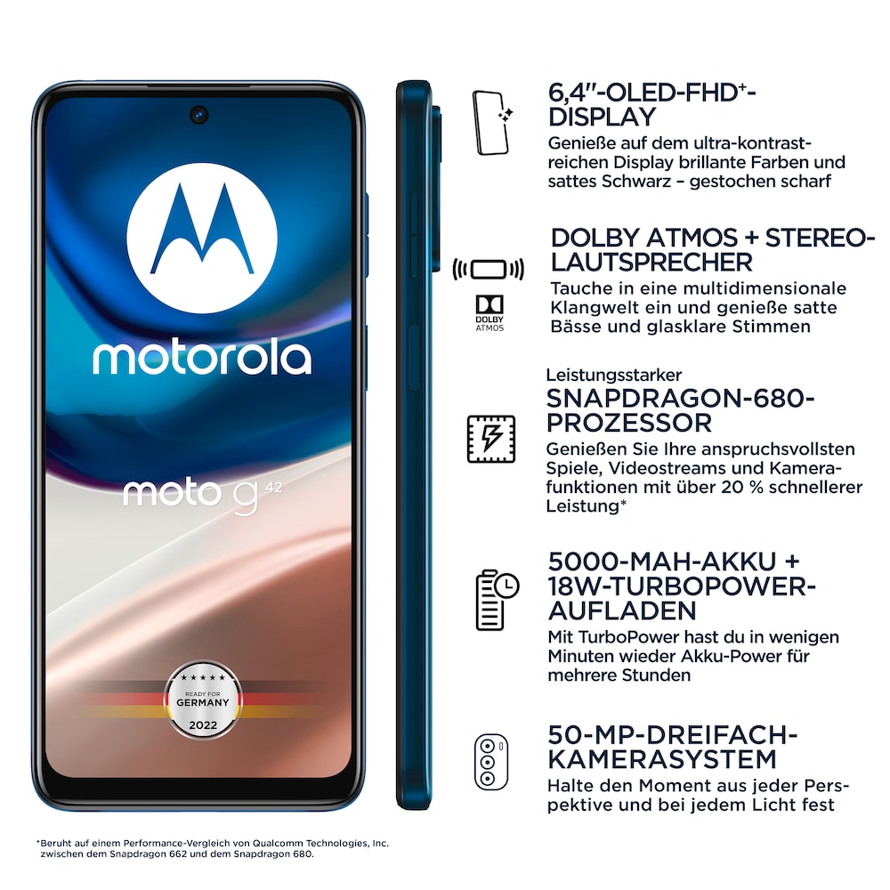 Motorola moto g42 4/64 GB Android 12 Smartphone grün
