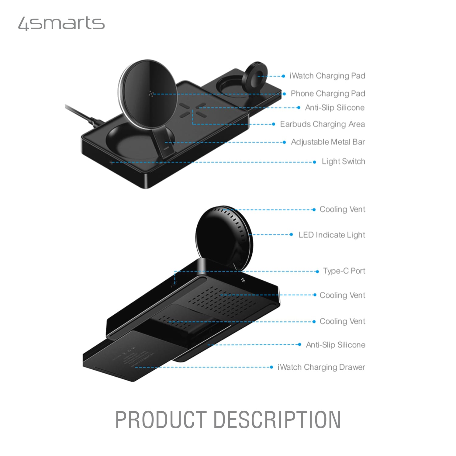 4smarts Wireless Charger UltiMag Trident 20W schwarz