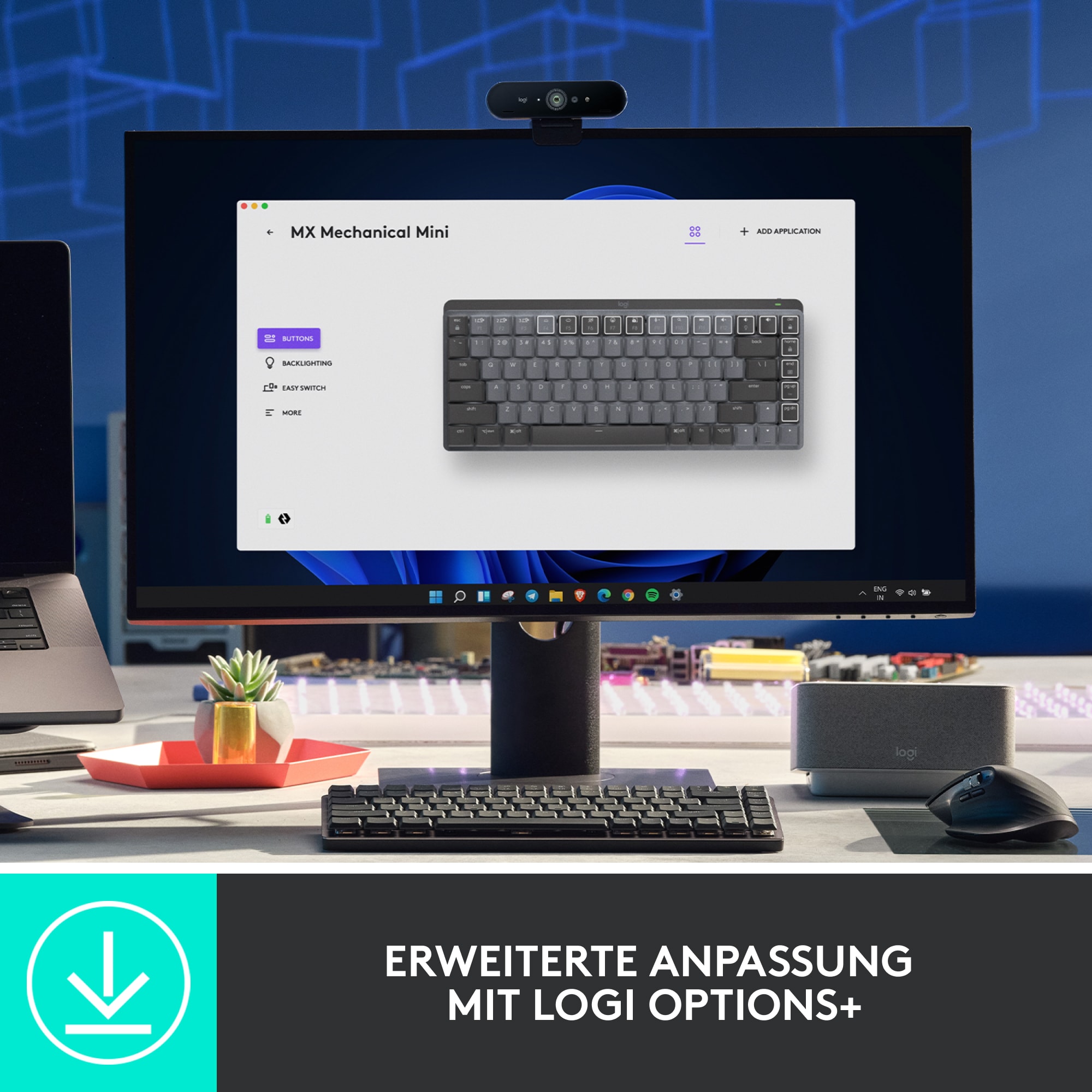 Logitech MX Mechanical Mini Minimalist Illuminated Kabellose Tastatur Tactile