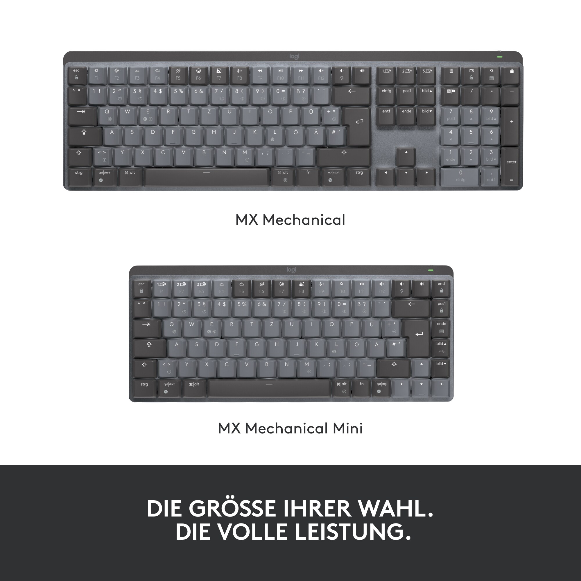 Logitech MX Mechanical Illuminated Kabellose Tastatur Graphite, tactile