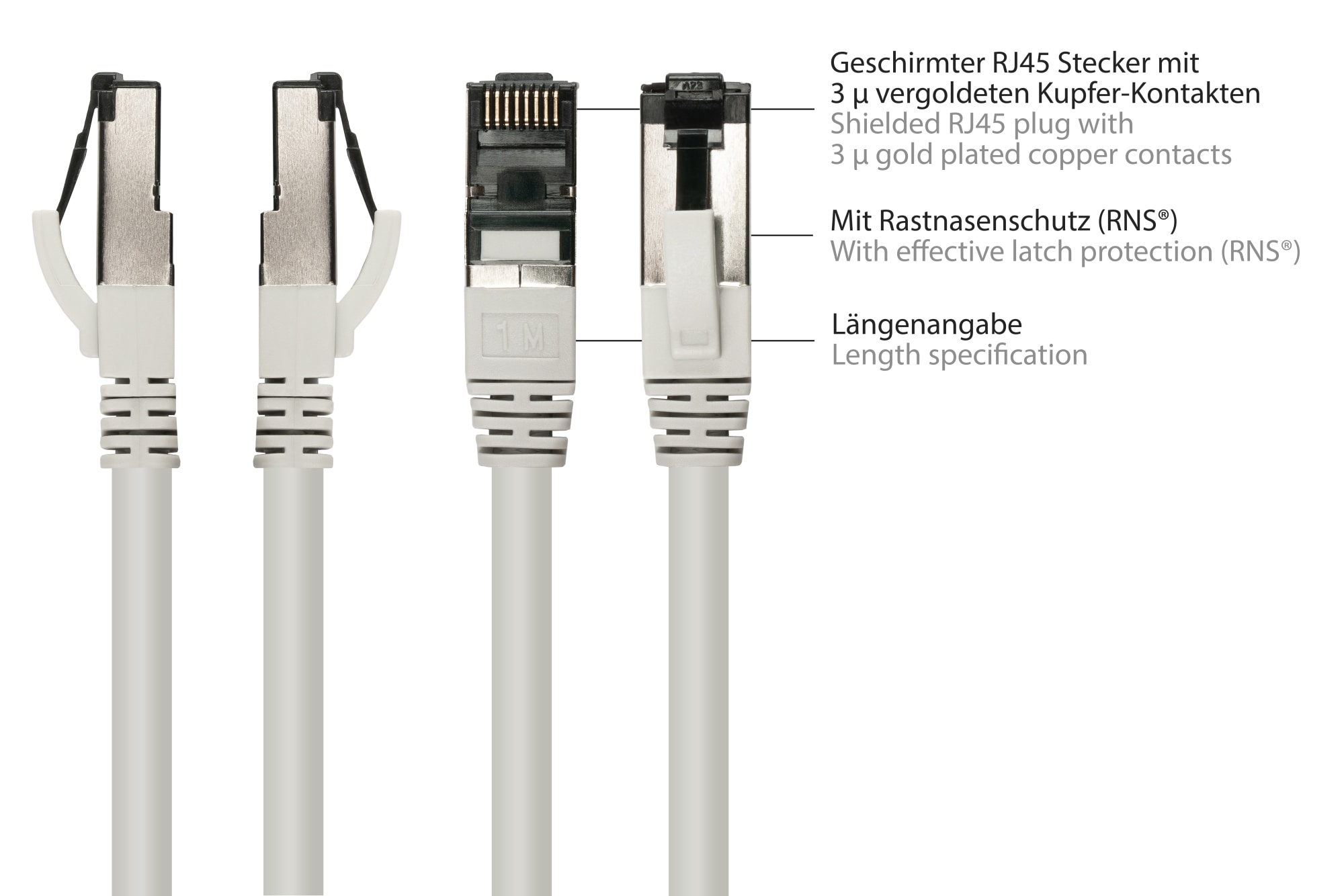 Good Connections 0,25m Patchkabel Cat. 8.1 S/FTP PiMF 40Gbit/s grau