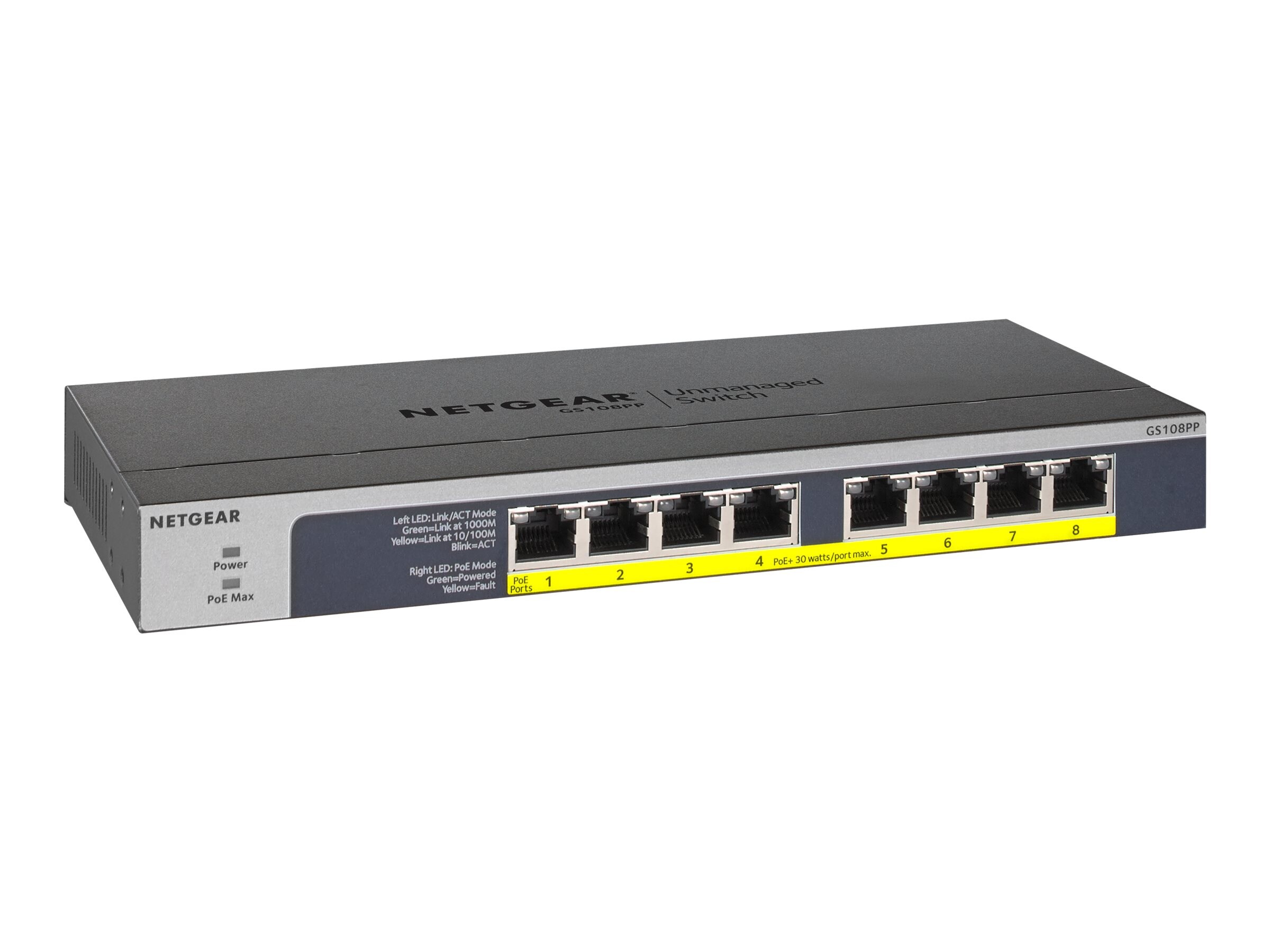 Netgear GS108LP 8-Port Gigabit Switch PoE+ flex unmanaged