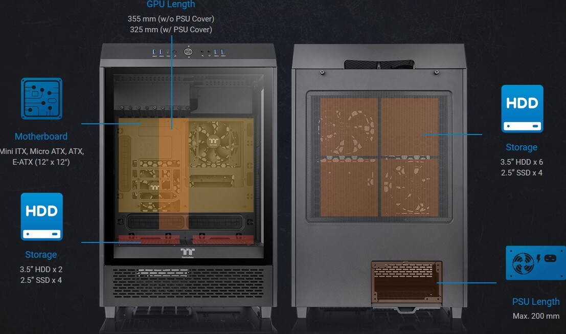 Thermaltake The Tower 500 Black Midi-Tower ATX Gehäuse schwarz, Sichtfenster