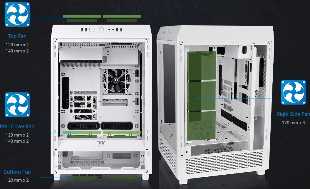 Thermaltake The Tower 500 Snow White Midi-Tower ATX Gehäuse weiß, Sichtfenste