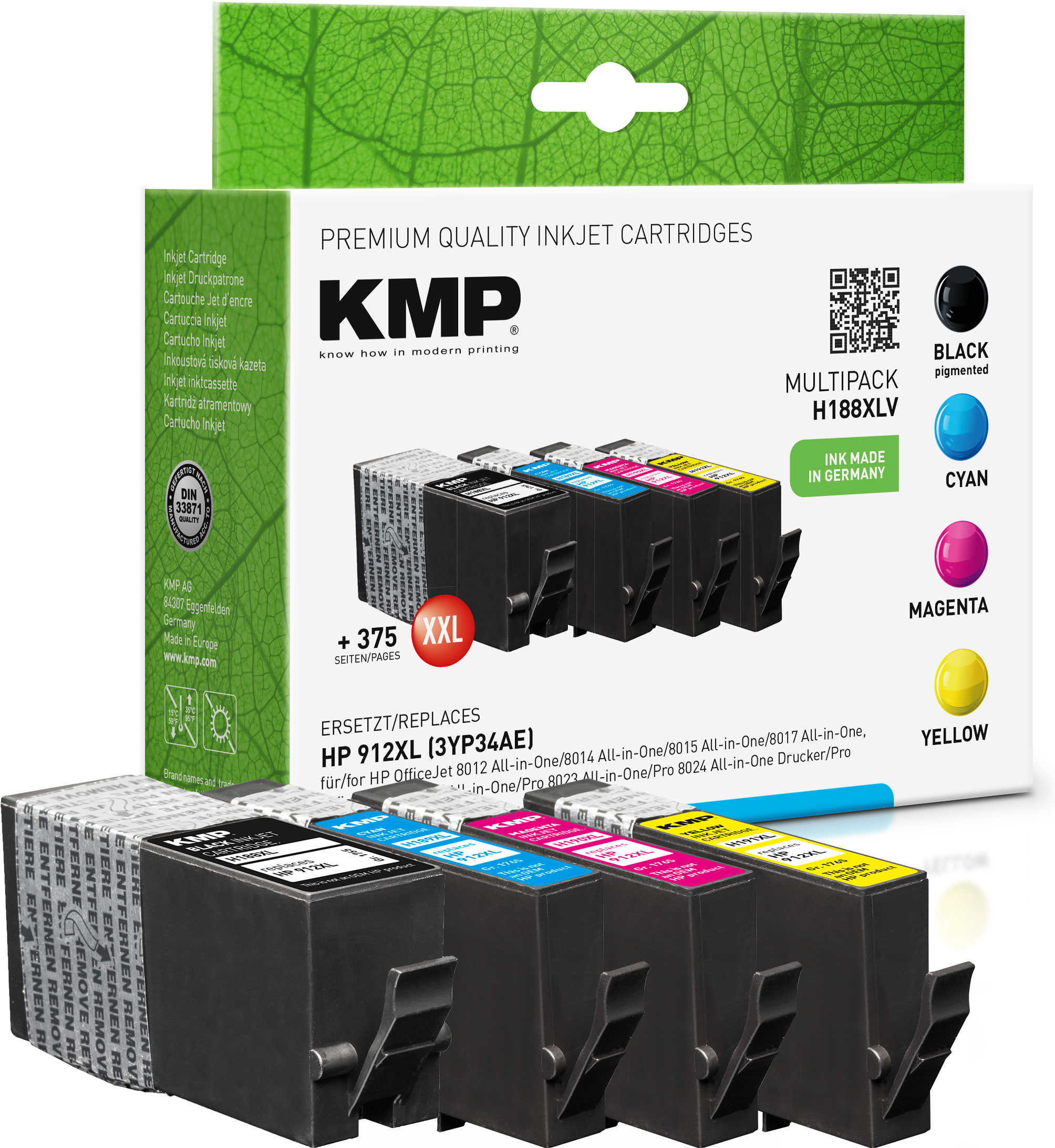 KMP Tintenpatronen Multipack ersetzt HP HP912XL (3YP34AE)