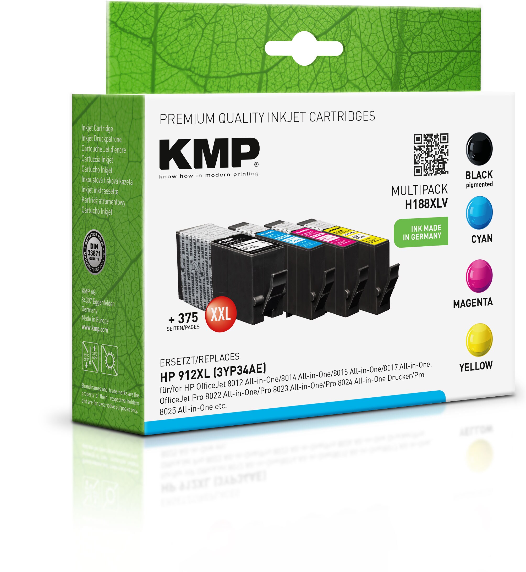 KMP Tintenpatronen Multipack ersetzt HP HP912XL (3YP34AE)