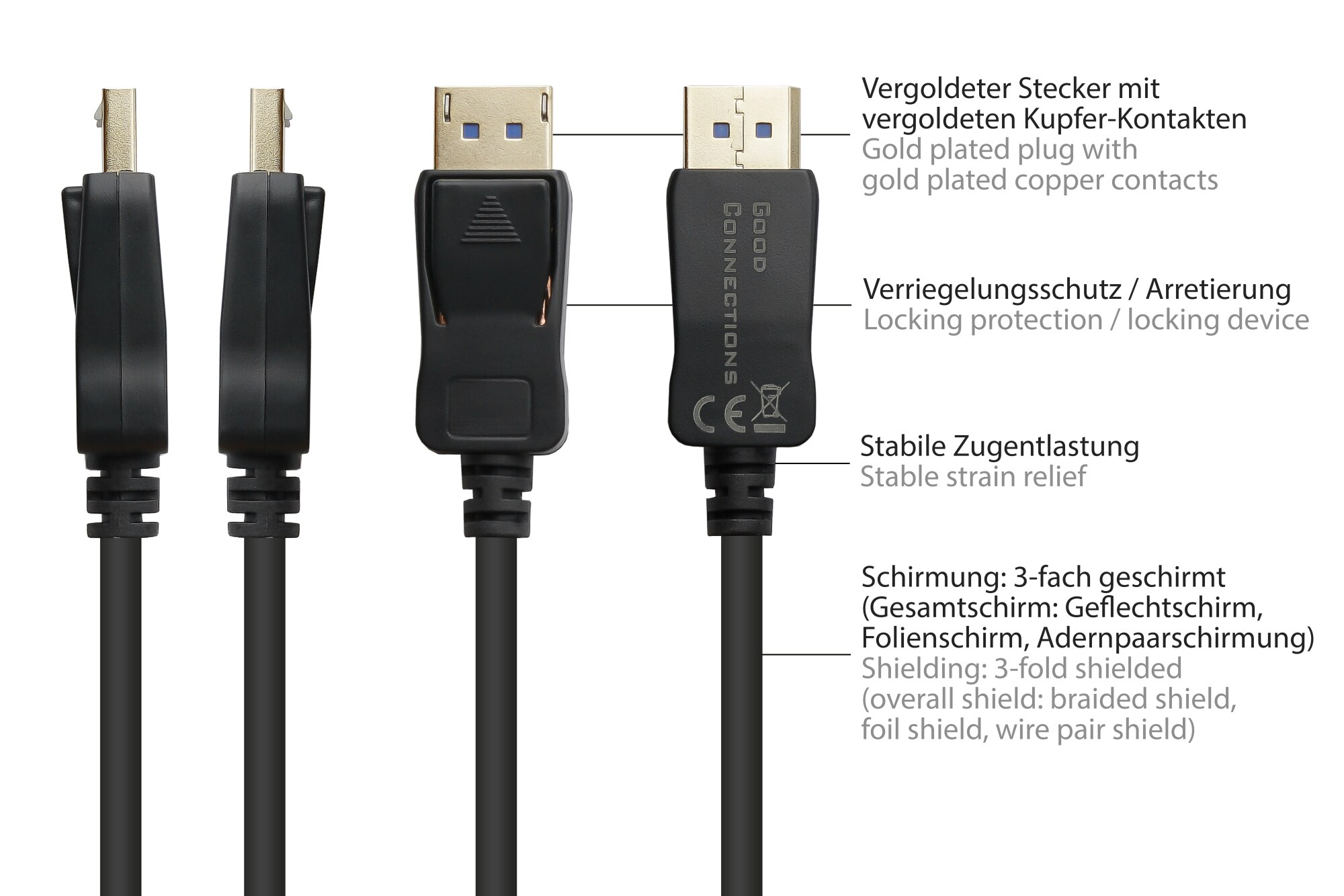 Good Connections DisplayPort 2.0 Kabel 8K @60Hz Kupferleiter 1,0m schwarz