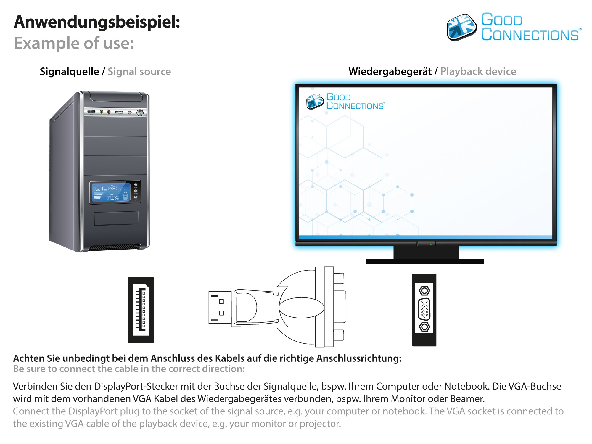 Good Connections Adapter DisplayPort St an VGA Bu 1920*1200 @60Hz