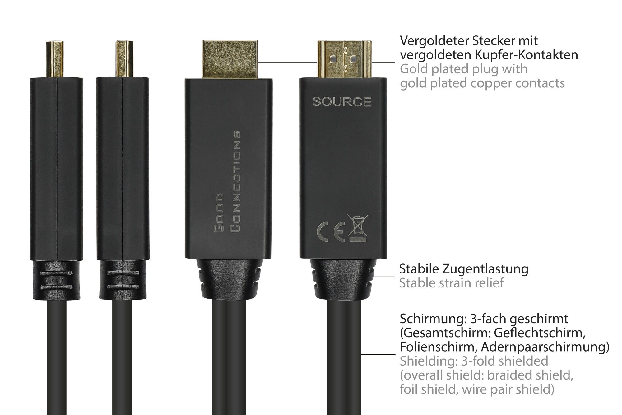 Good Connections Adapter HDMI 2.0b St an DisplayPort 1.2 Bu 4K @60Hz 0,3m