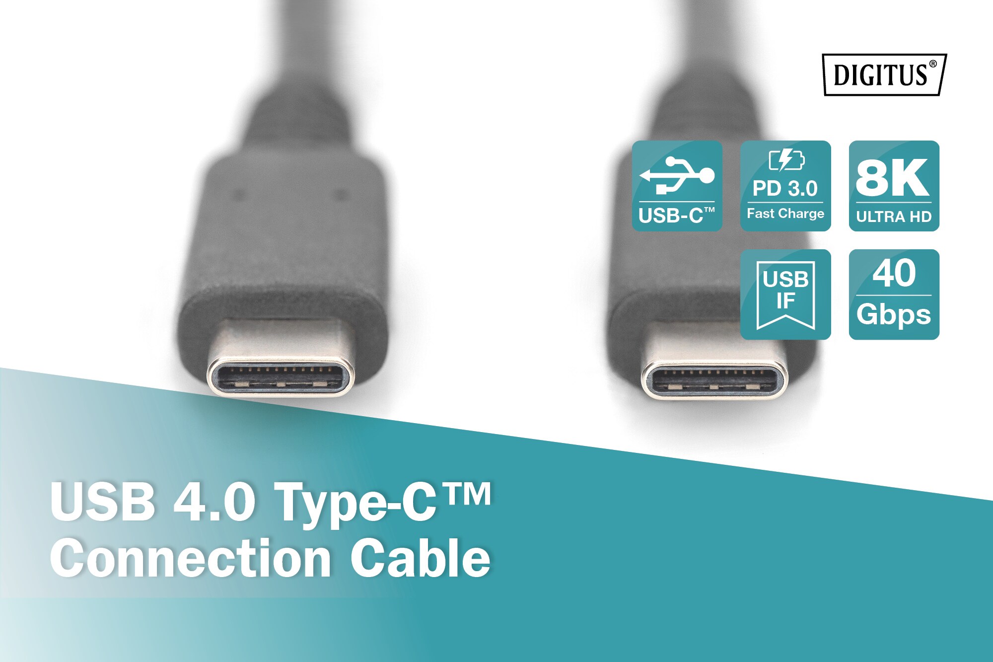 DIGITUS USB 4.0 Verbindungskabel, Typ - C auf Typ - C max. Auflösung 8K@30Hz