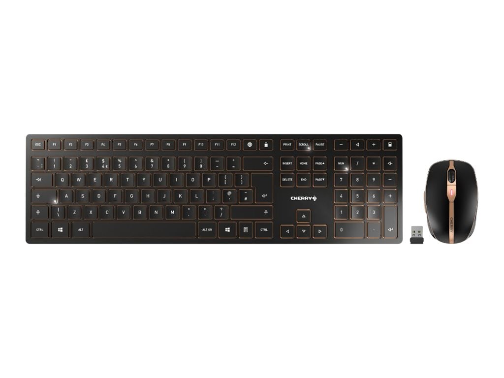 Cherry DW 9100 SLIM Kabellose Maus-Tastaturkombination schwarz US-Layout Eur-Sym