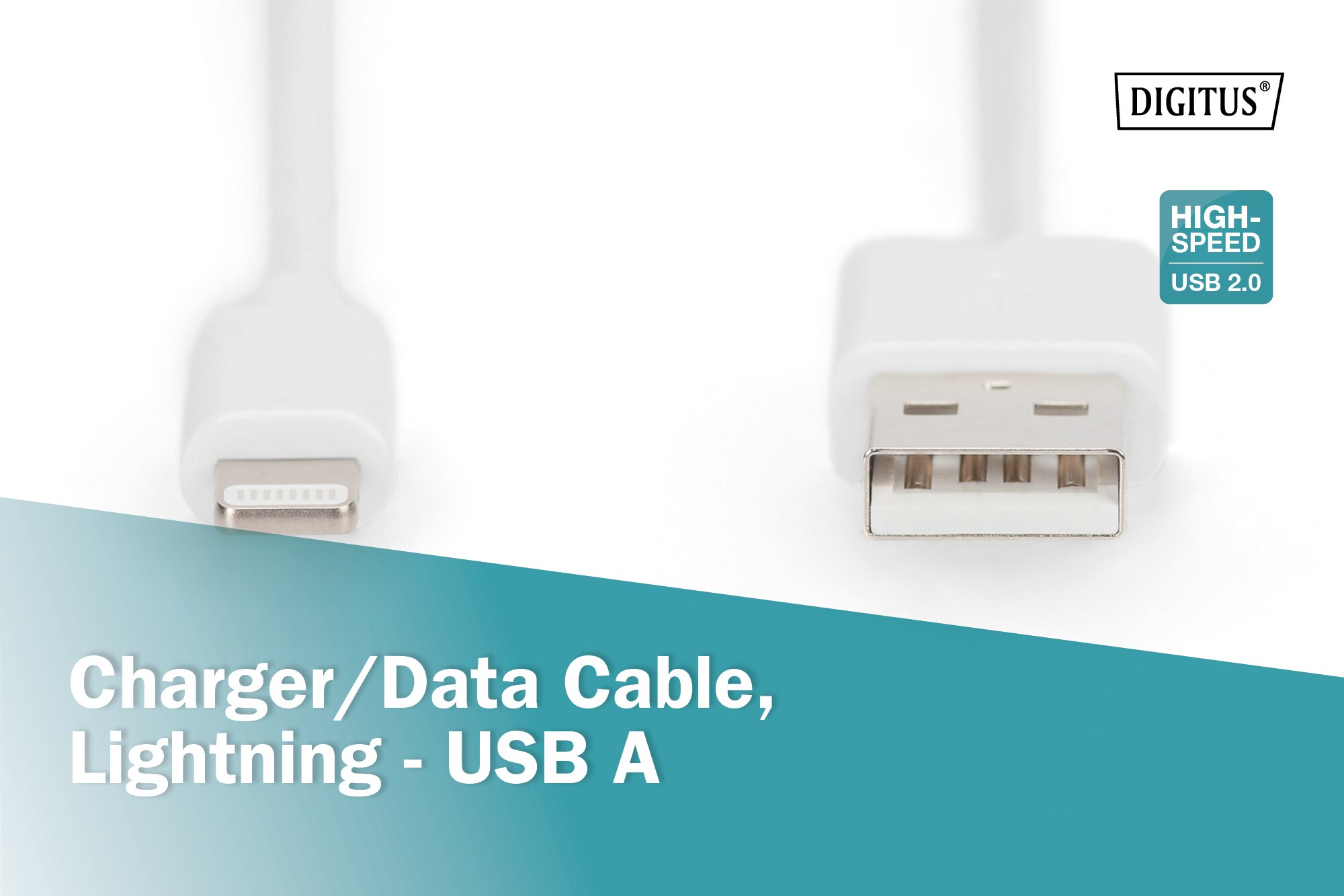 DIGITUS Daten und Ladekabel USB-A zu Lightning, 0.15m, weiß