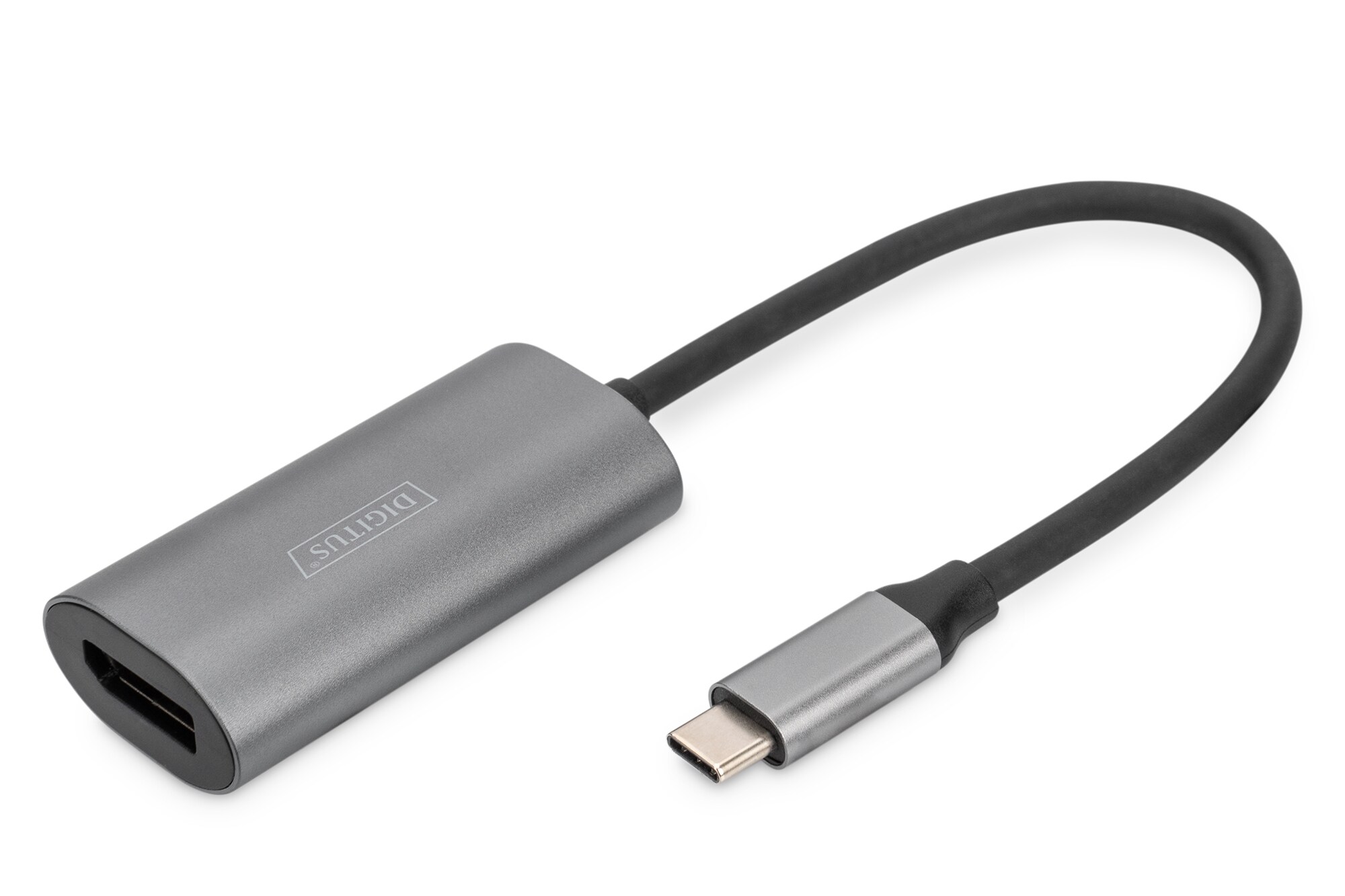 DIGITUS USB-C - DP Adapter, 20 cm 8K/30Hz, silber, Aluminium Gehäuse