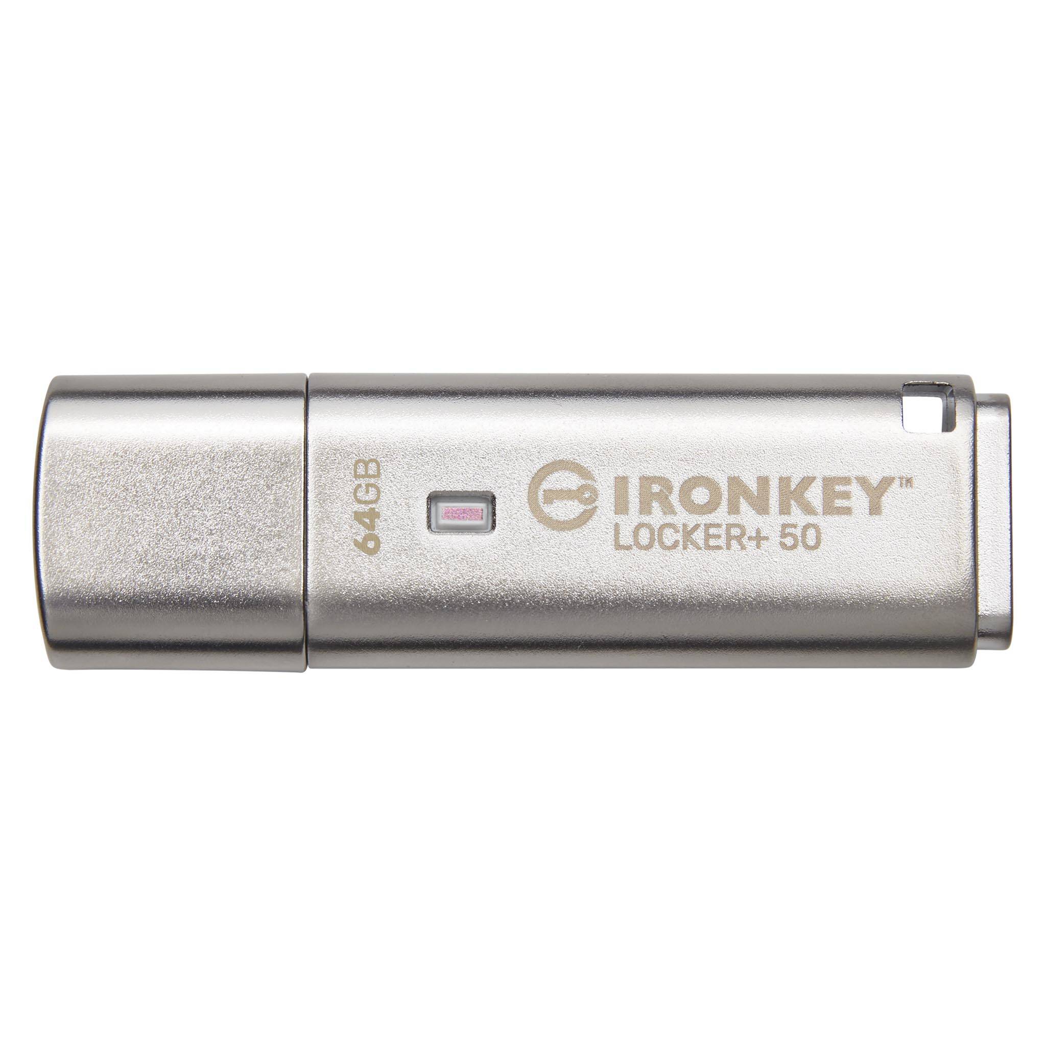 Kingston 64GB IronKey Locker+ 50 Verschlüsselter USB-Stick Metall USB 3.2 Gen1