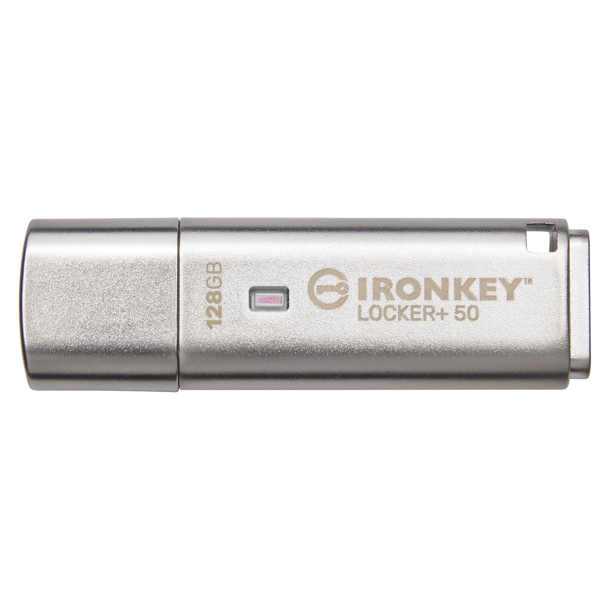 Kingston 128GB IronKey Locker+ 50 Verschlüsselter USB-Stick Metall USB 3.2 Gen1