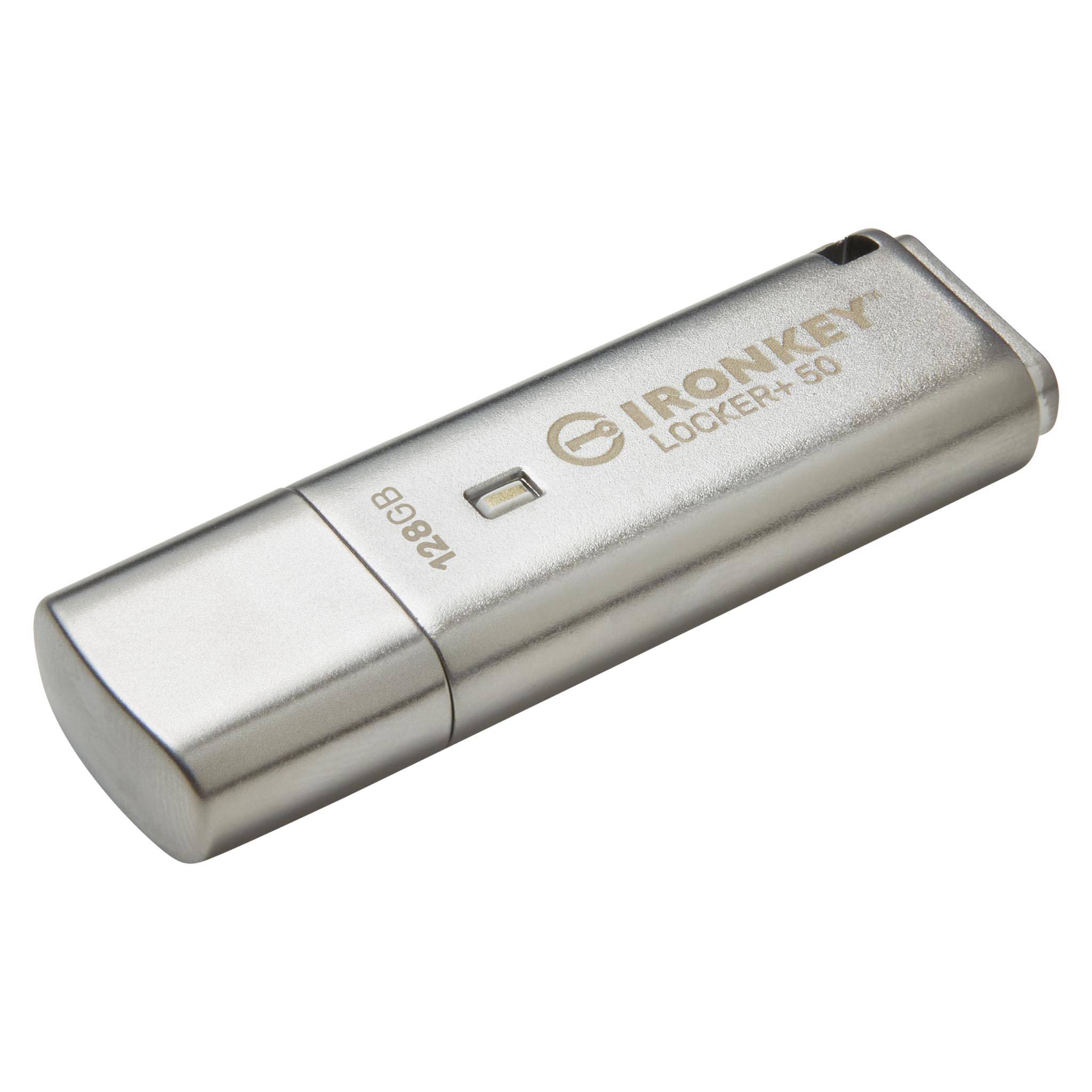 Kingston 128GB IronKey Locker+ 50 Verschlüsselter USB-Stick Metall USB 3.2 Gen1