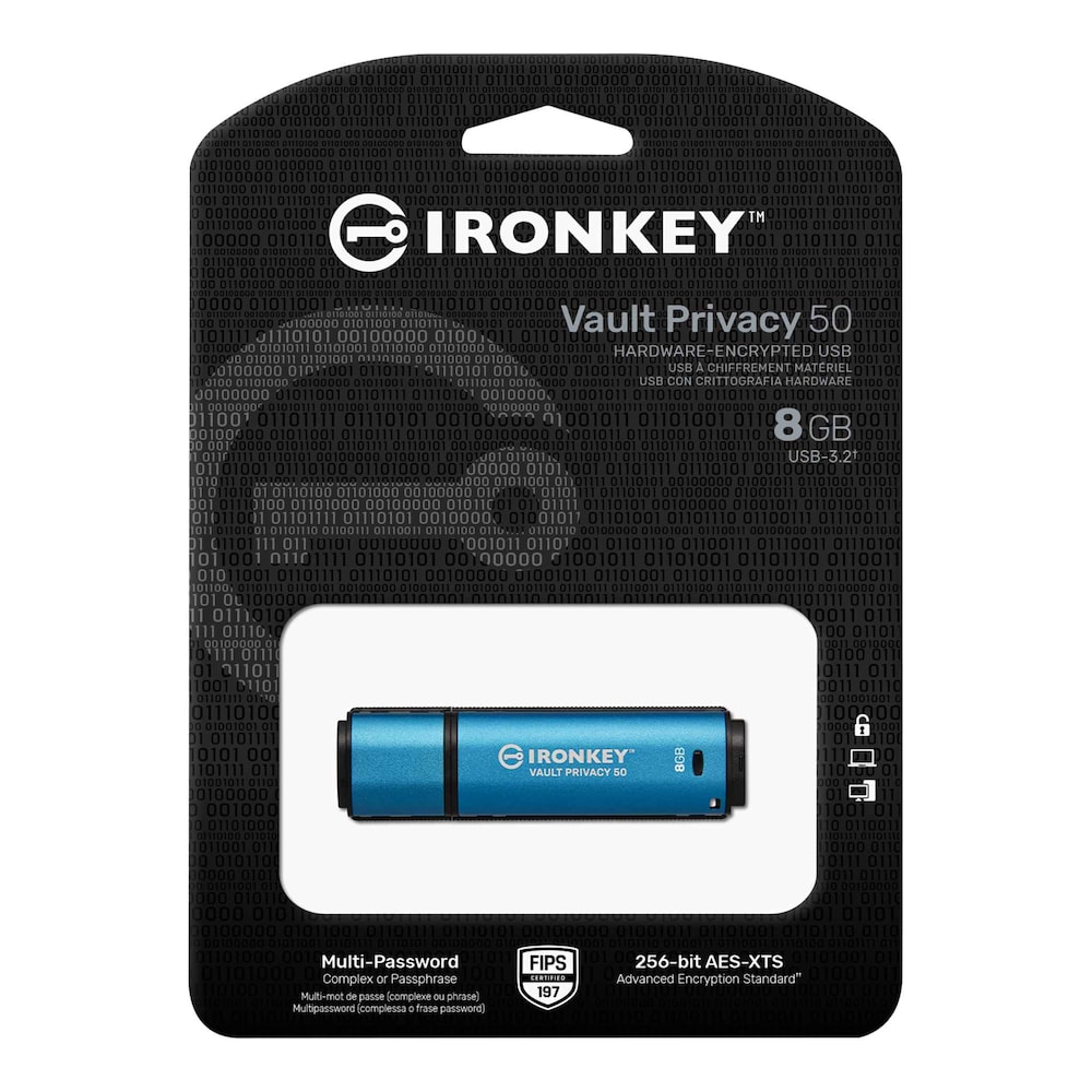 Kingston 8GB IronKey Vault Privacy 50 Verschlüsselter USB-Stick Metall USB 3.2