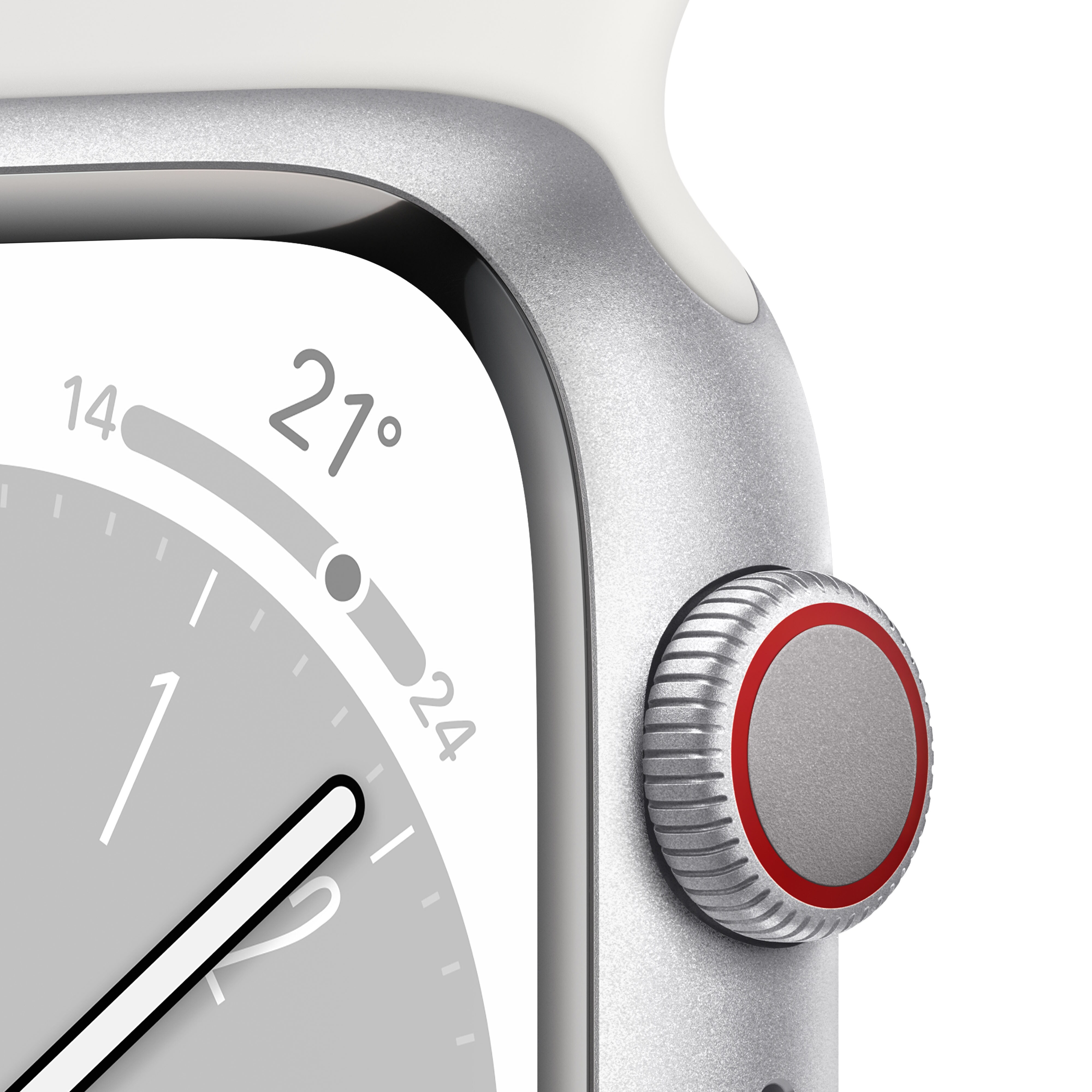 Apple Watch Series 8 LTE 45mm Aluminium Silber Sportarmband Weiß