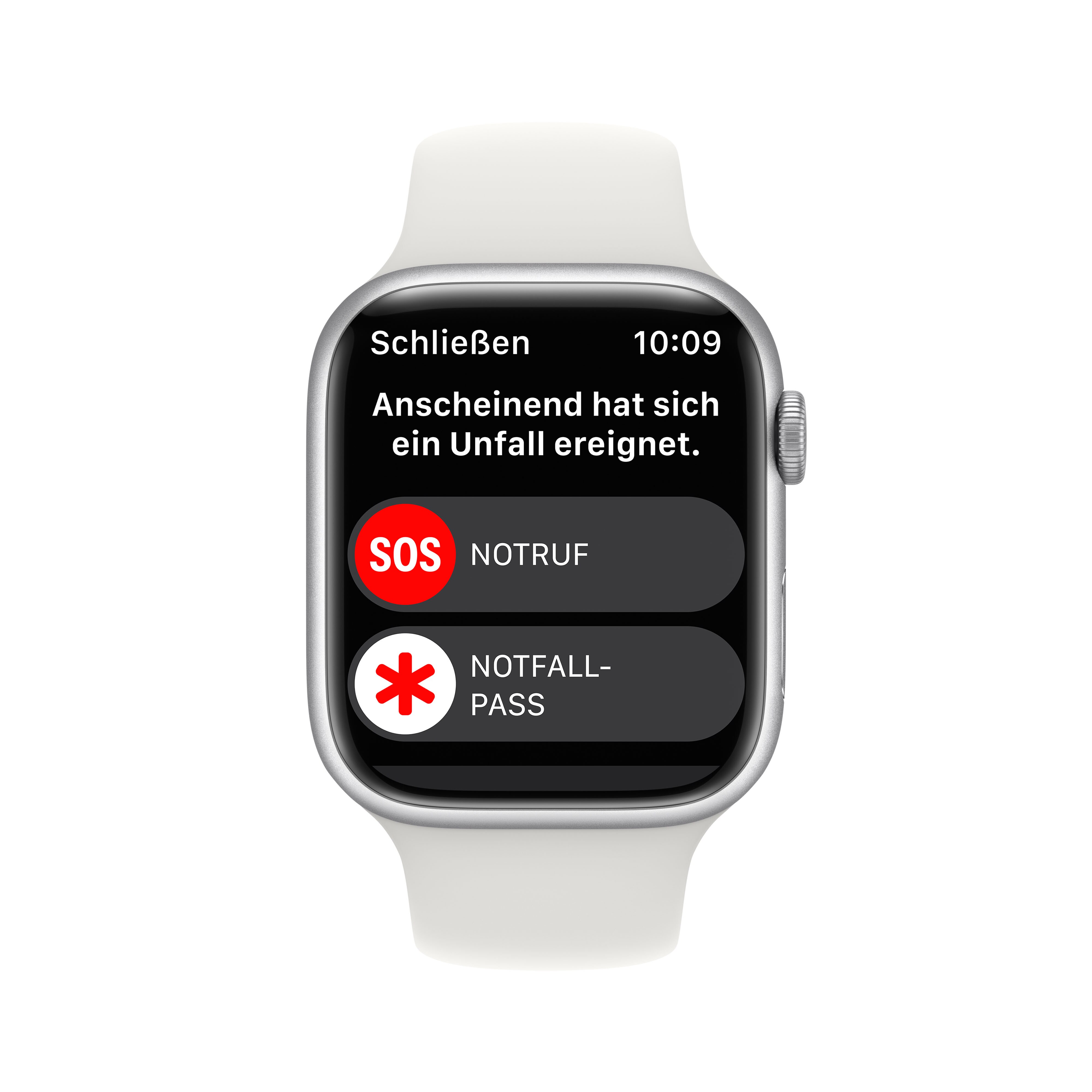 Apple Watch Series 8 LTE 45mm Aluminium Silber Sportarmband Weiß