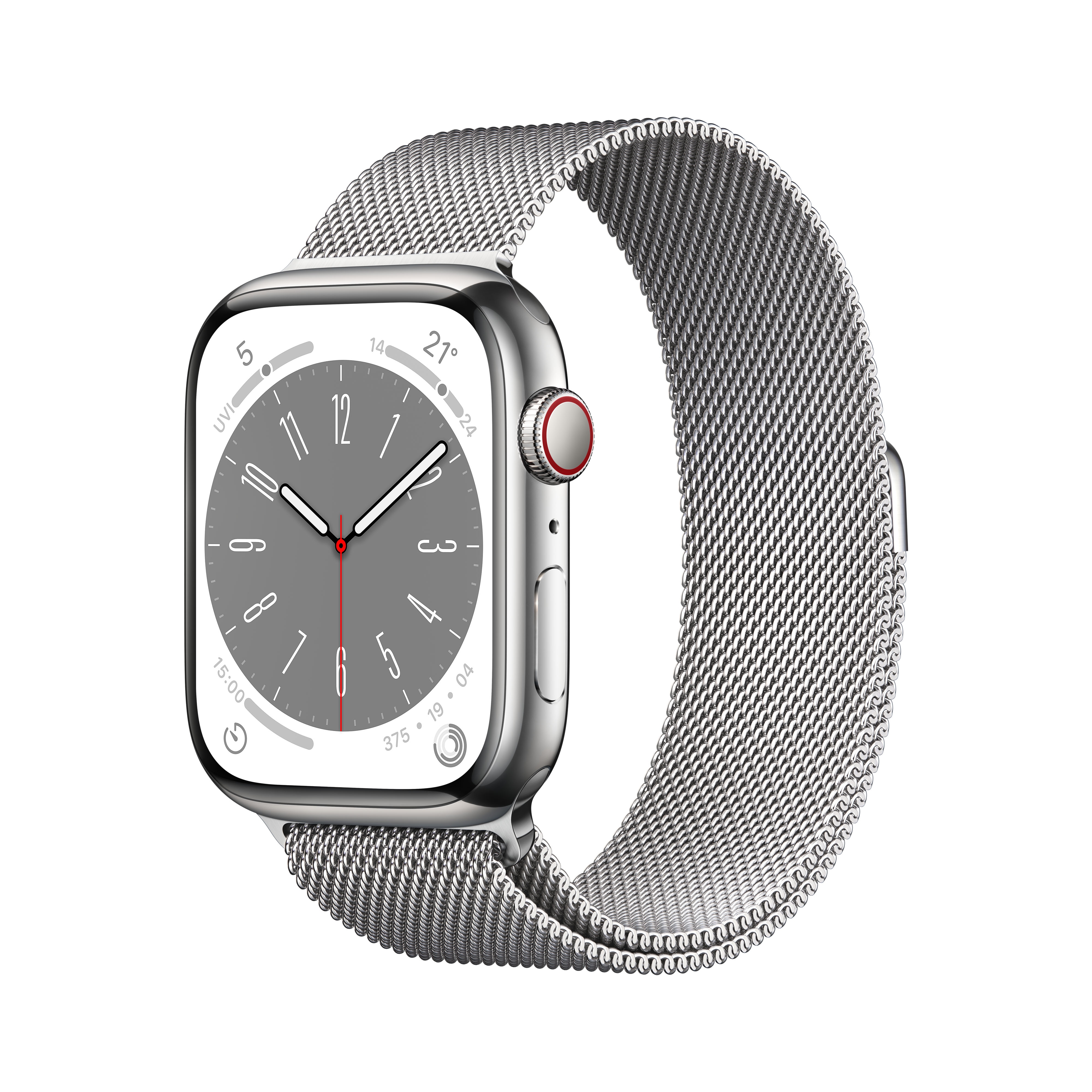 Apple Watch Series 8 LTE 45mm Edelstahl Silber Milanaise Silber