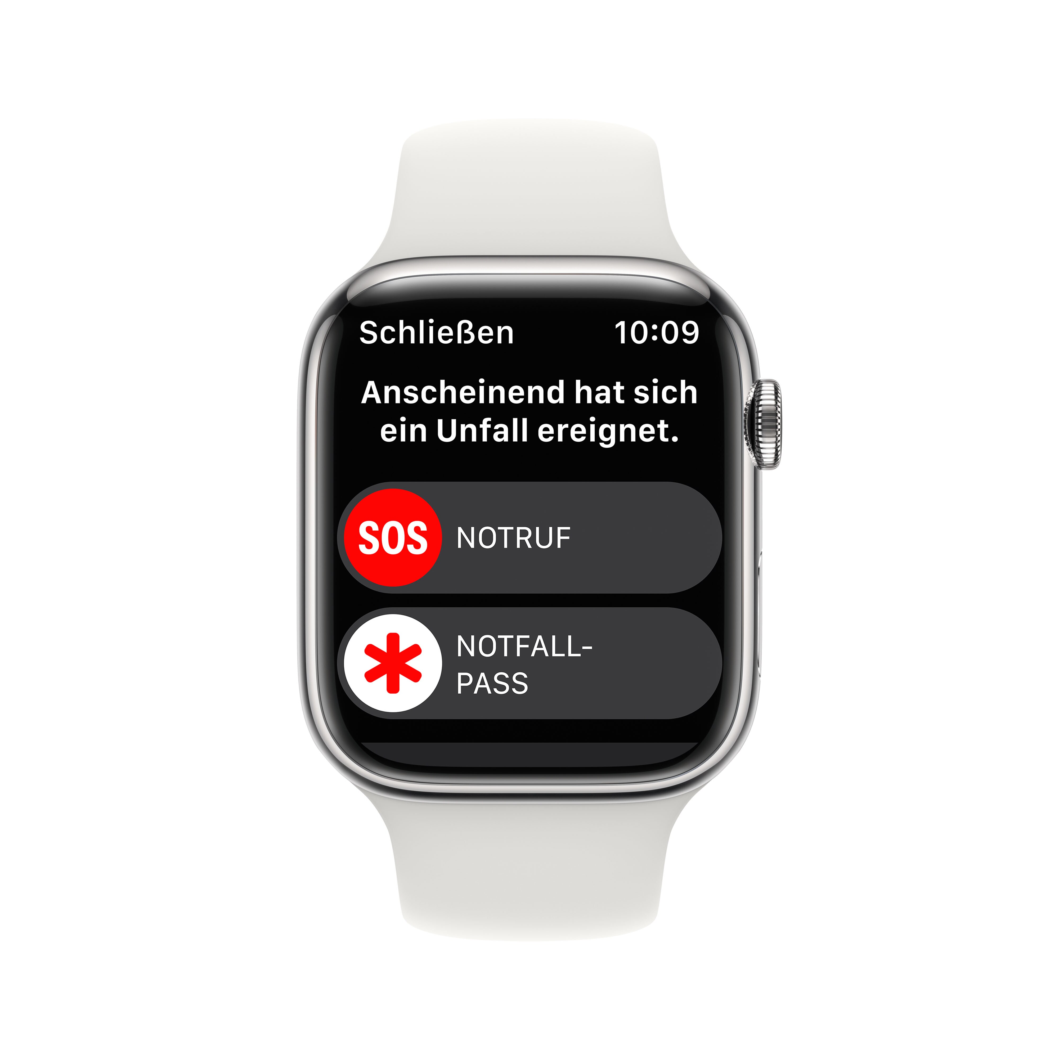 Apple Watch Series 8 LTE 45mm Edelstahl Silber Sportarmband Weiß