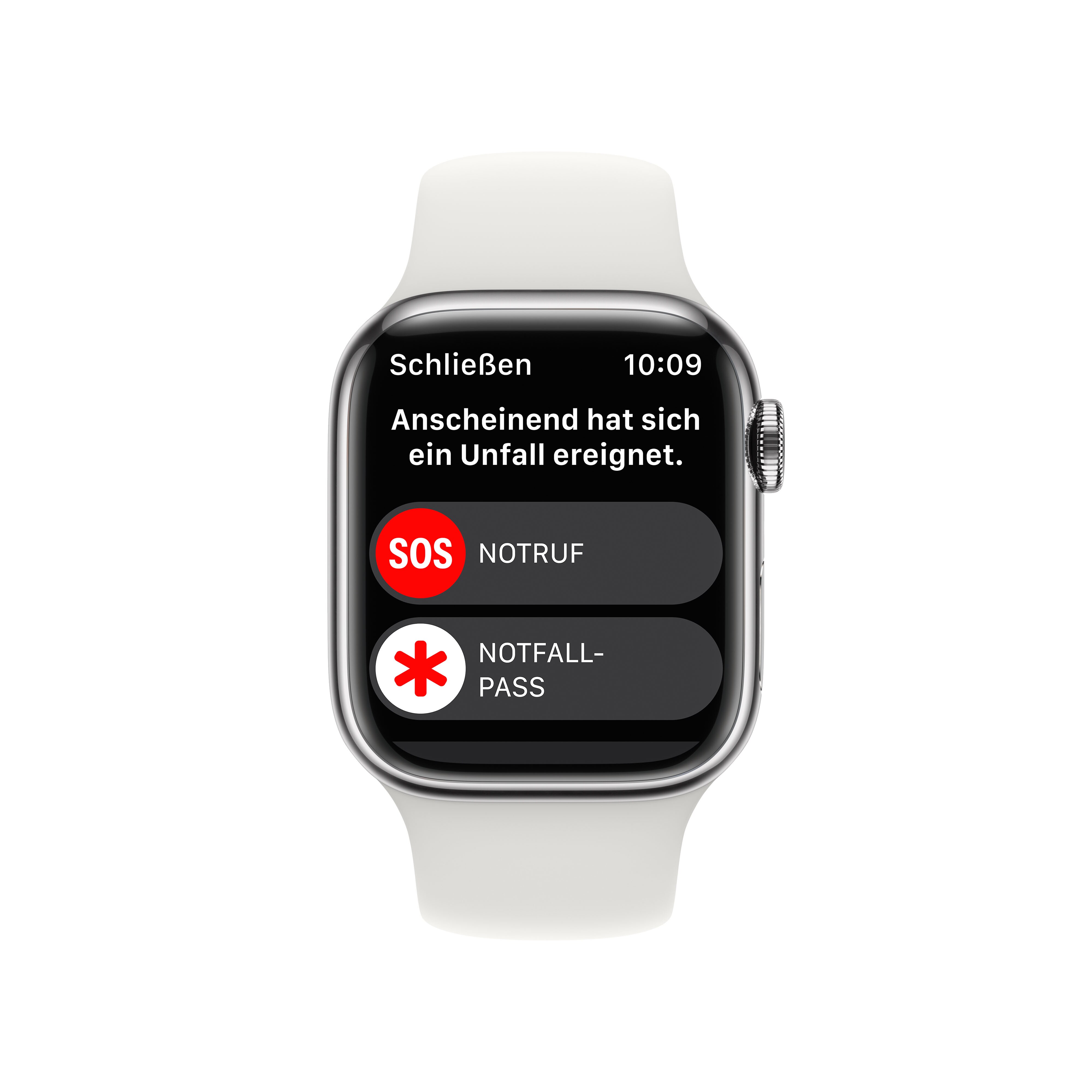 Apple Watch Series 8 LTE 41mm Edelstahl Silber Sportarmband Weiß