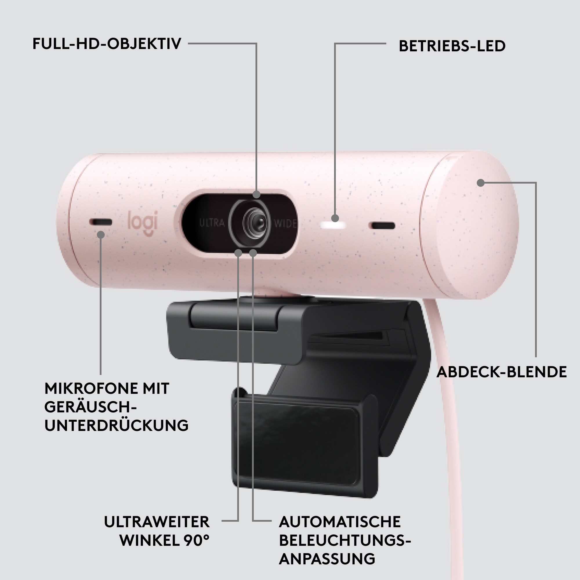 Logitech Brio 500 Webcam Rose