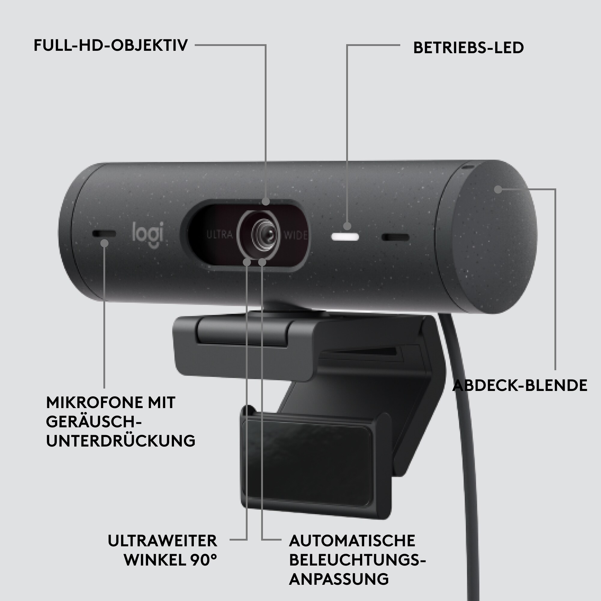 Logitech Brio 500 Webcam Grafite