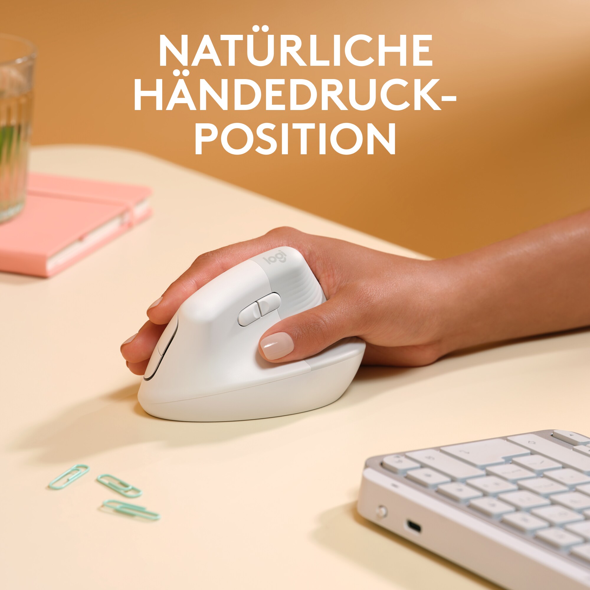 Logitech Lift für Mac Vertical Ergonomische Kabellose Maus Off White