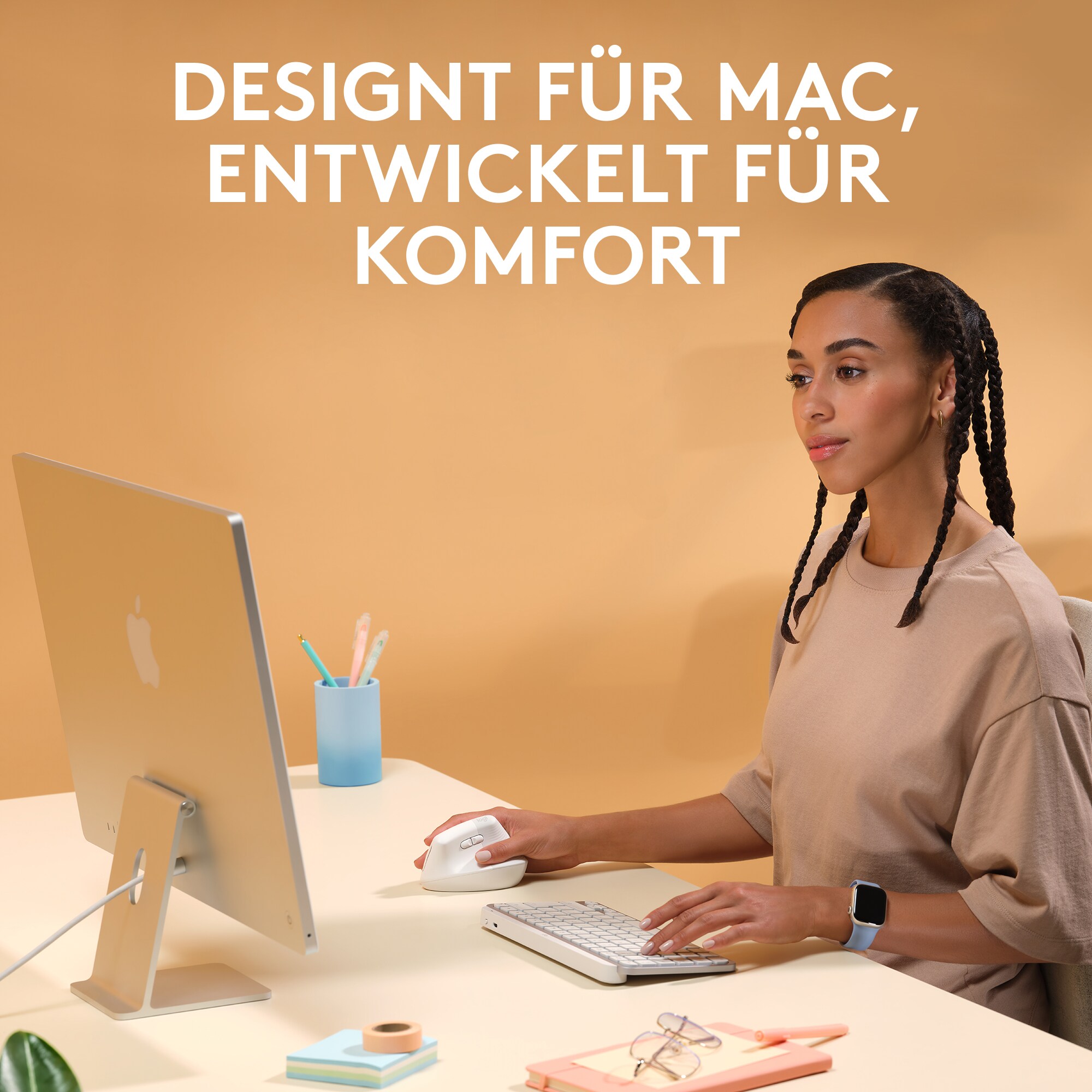 Logitech Lift für Mac Vertical Ergonomische Kabellose Maus Off White