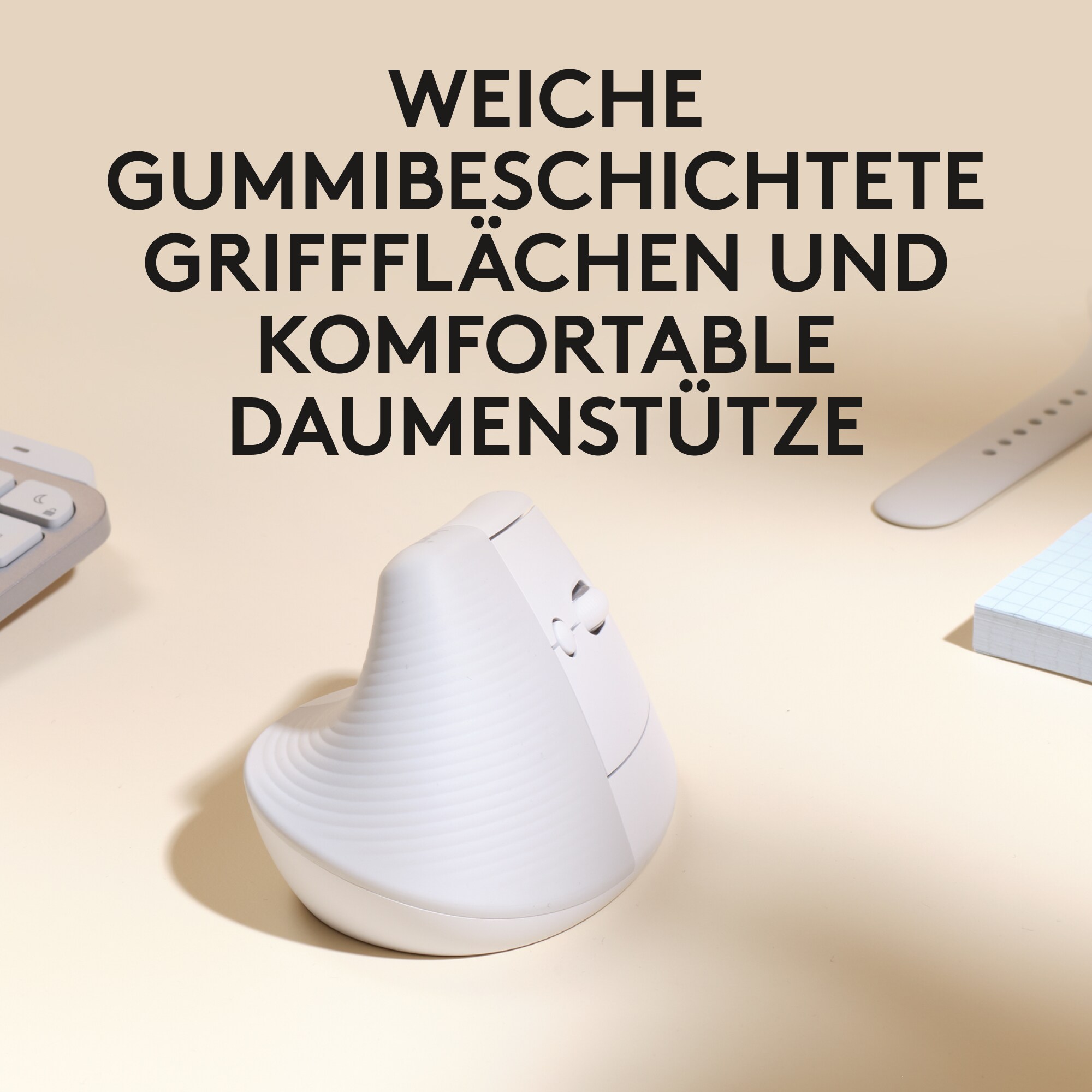 Logitech Lift für Mac Vertical Ergonomische Kabellose Maus Off White